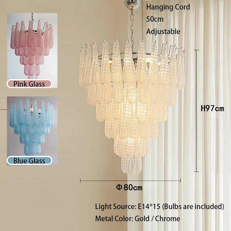 Jia Vintage Glass Water Drop Staircase Chandelier