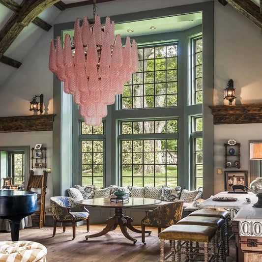 Jia Vintage Glass Water Drop Staircase Chandelier