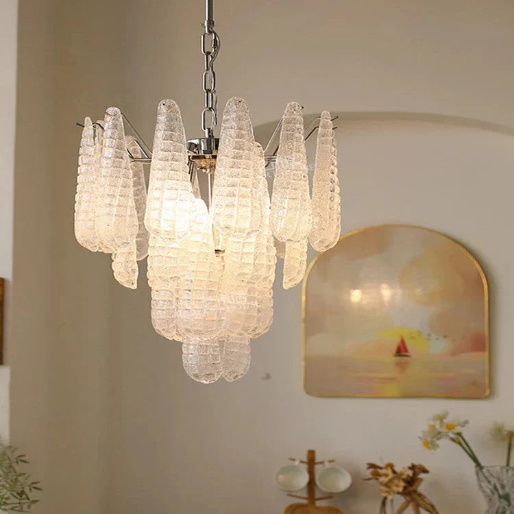 Jia Vintage Glass Water Drop Staircase Chandelier