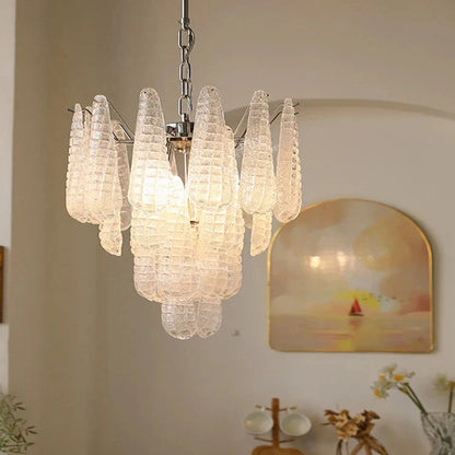 Jia Vintage Glass Water Drop Staircase Chandelier