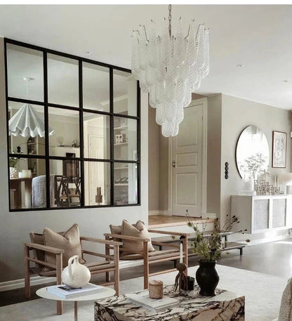 Jia Vintage Glass Water Drop Staircase Chandelier