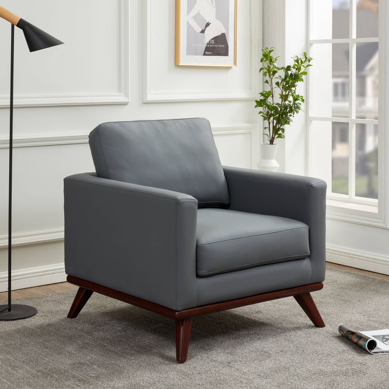 Edvin Leather Accent Arm Chair