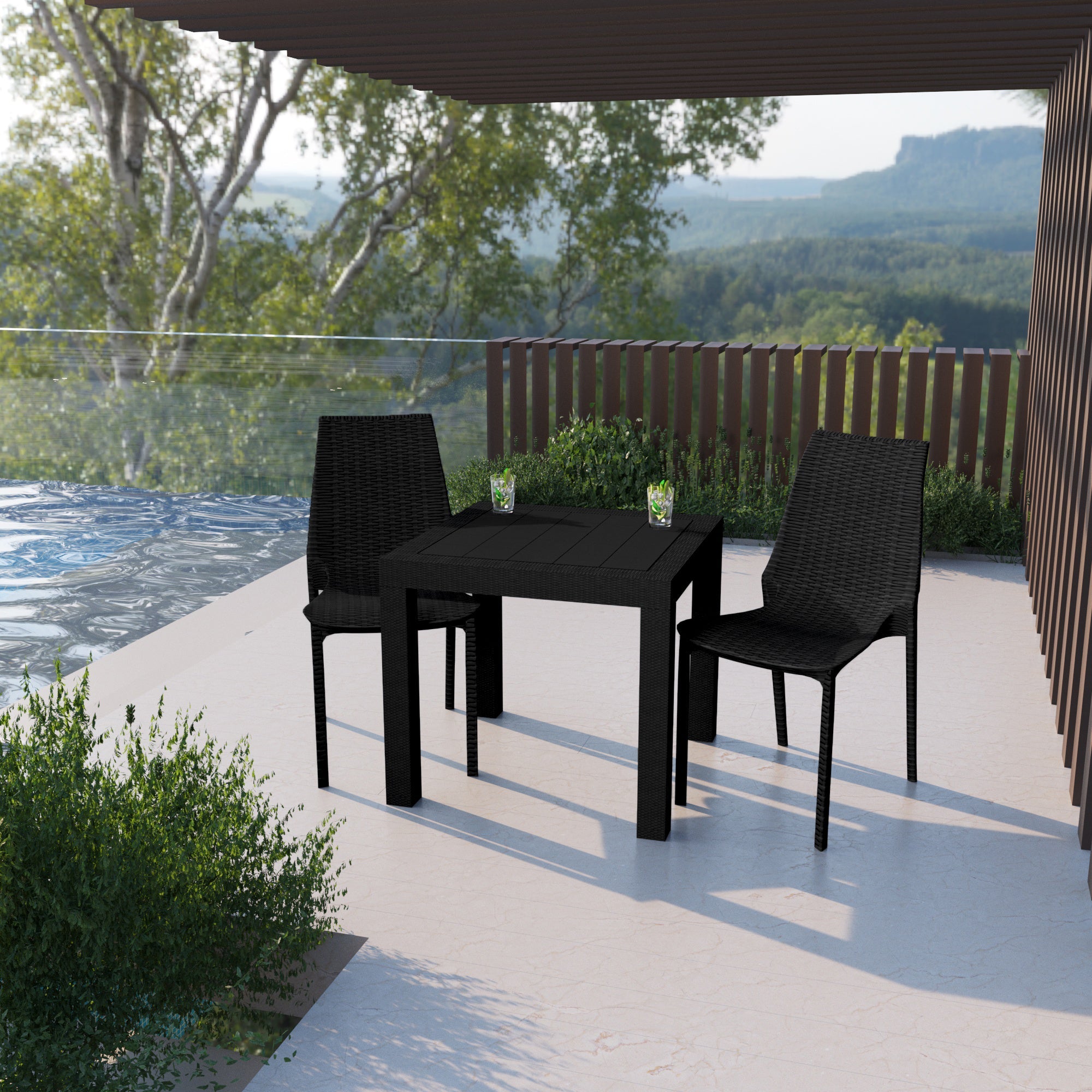 Anders Outdoor Patio Plastic Dining Chair - Set of 2