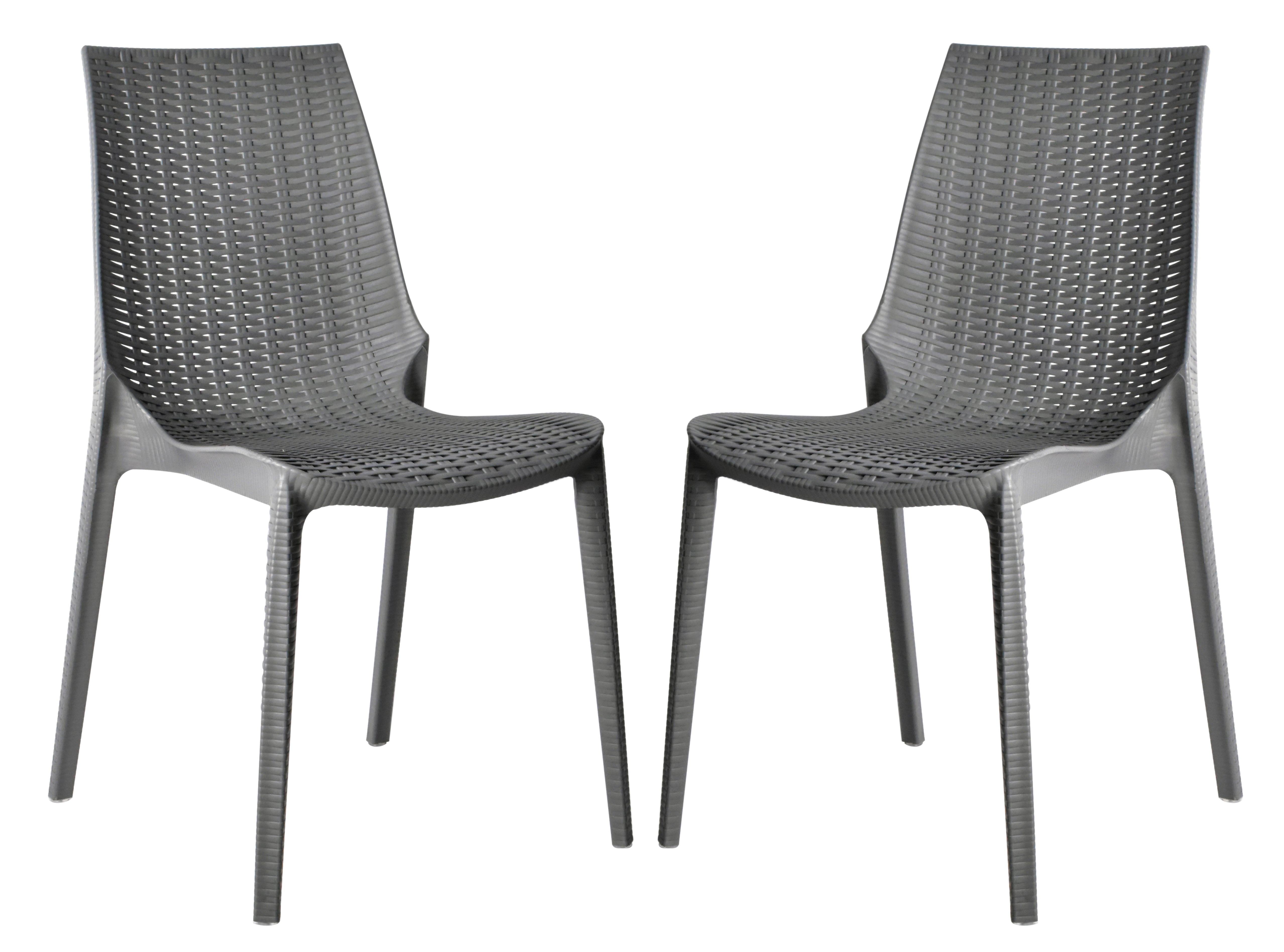 Anders Outdoor Patio Plastic Dining Chair - Set of 2