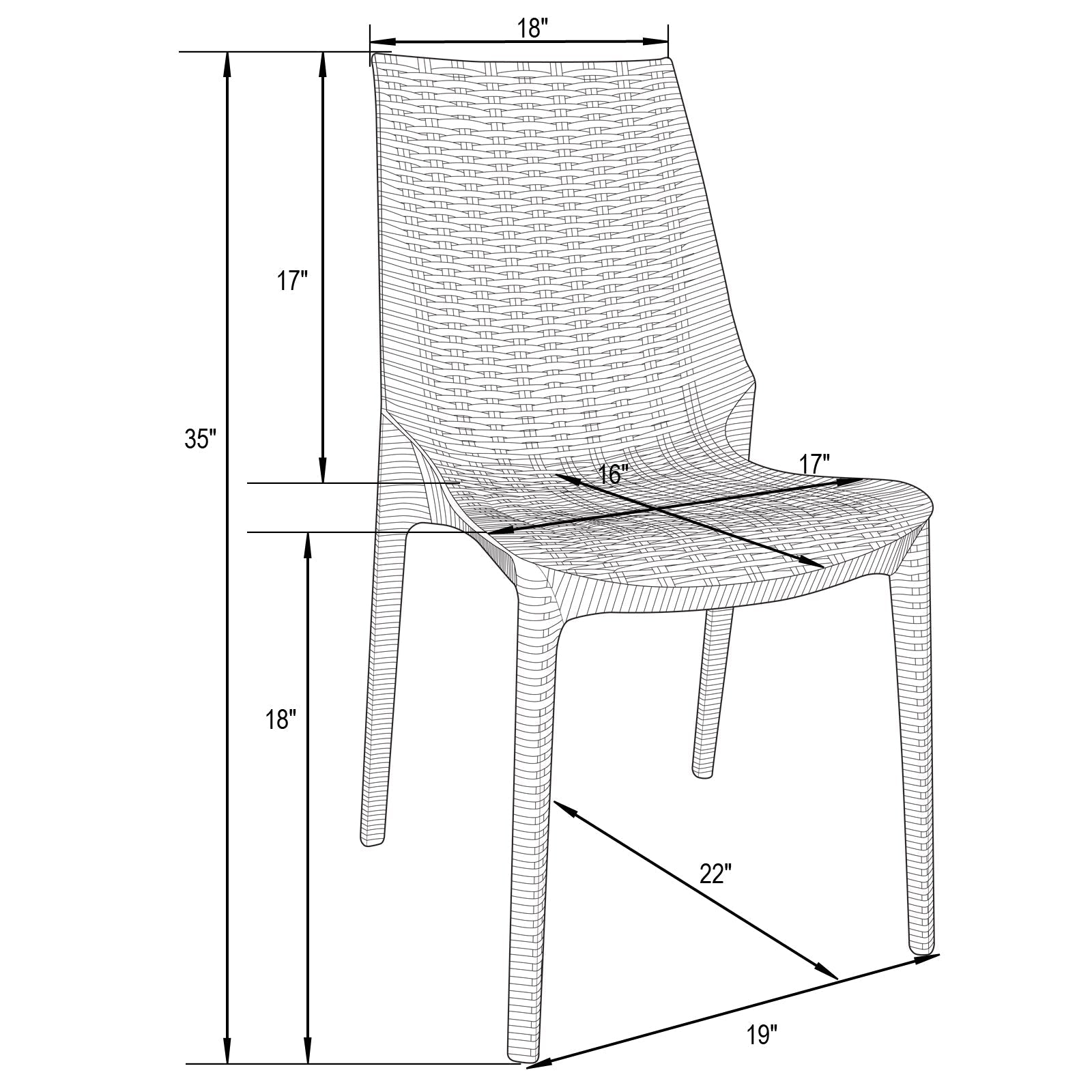 Anders Outdoor Patio Plastic Dining Chair - Set of 4