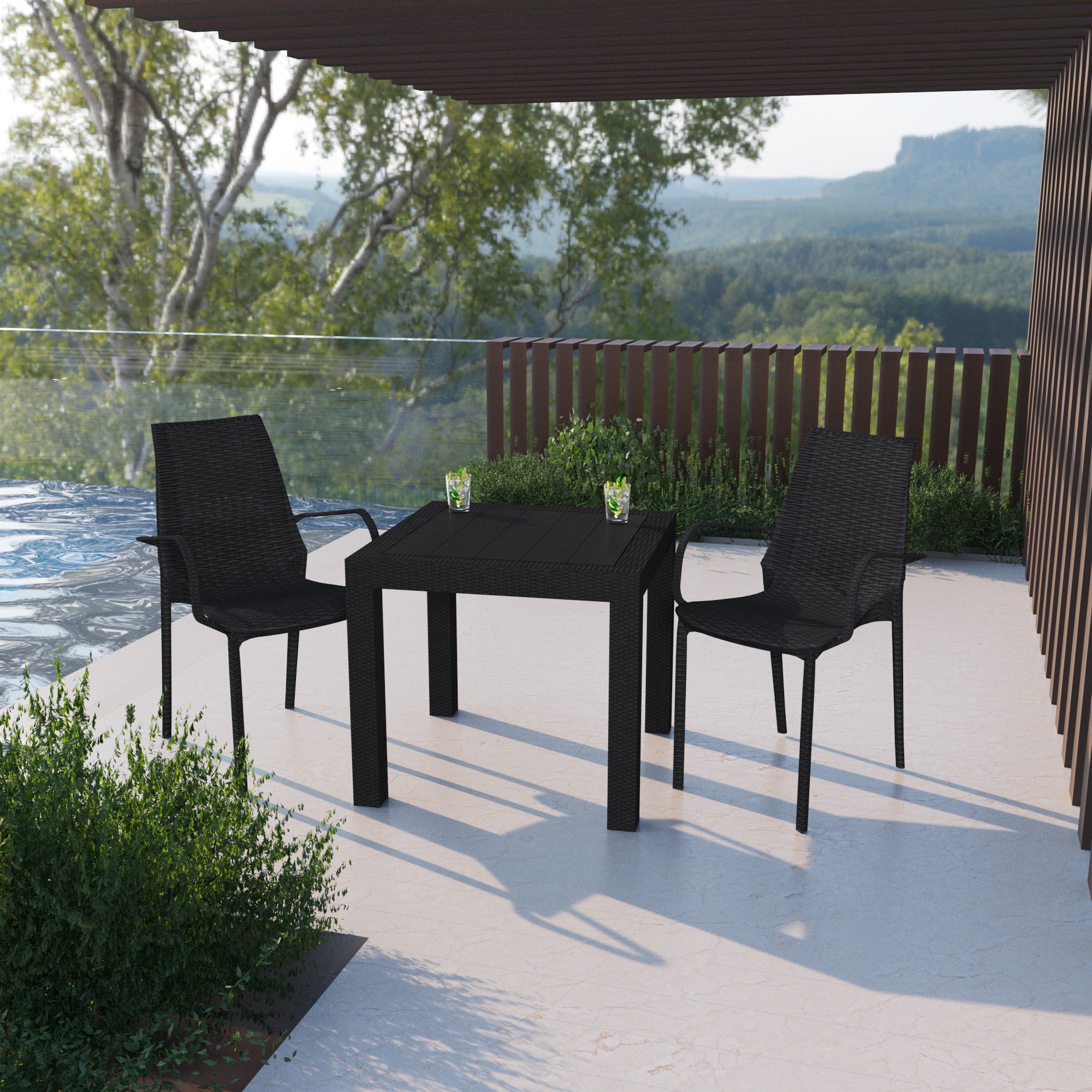 Anders Outdoor Patio Plastic Dining Arm Chair