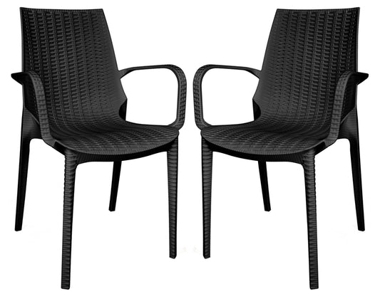 Anders Outdoor Patio Plastic Dining Arm Chair - Set of 2