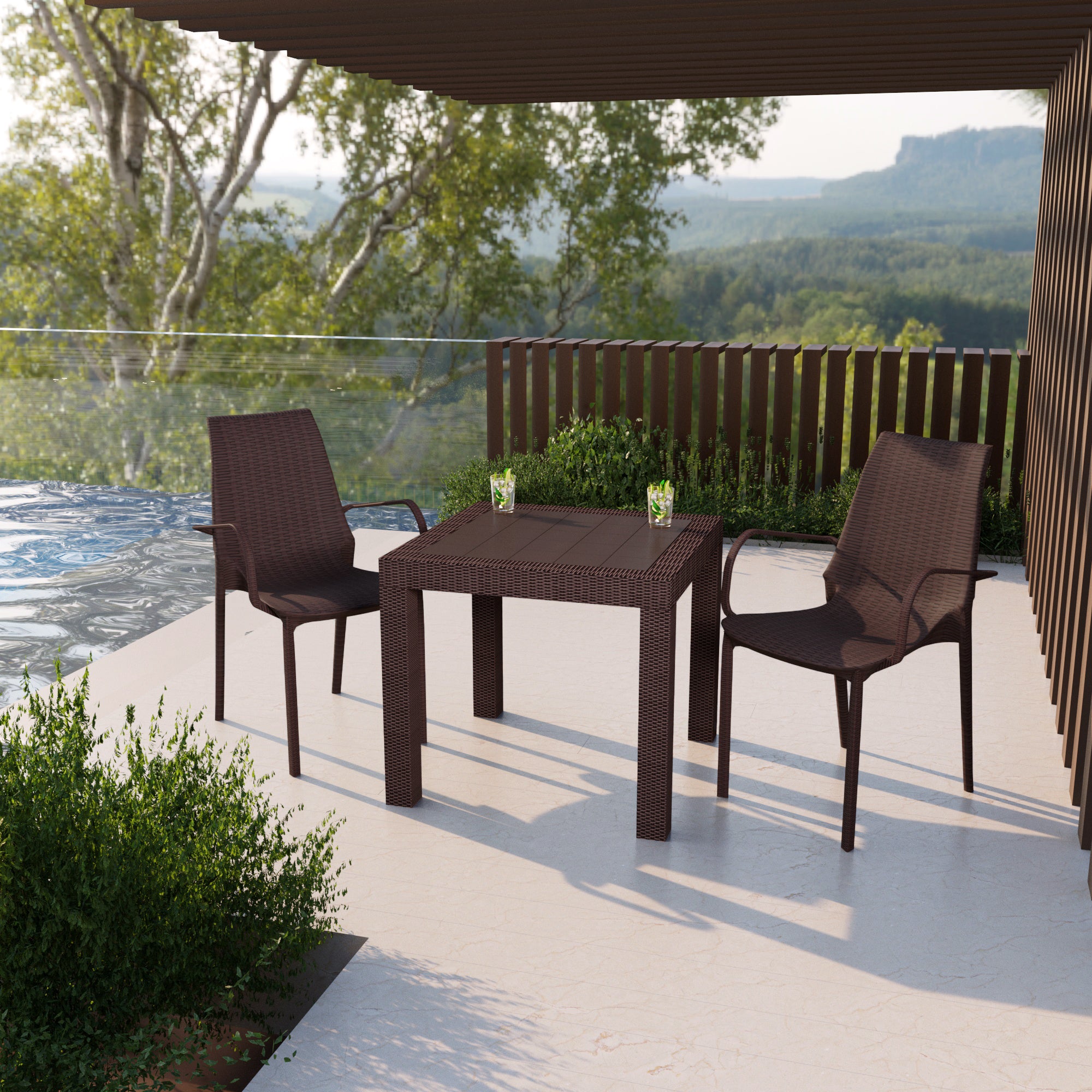 Anders Outdoor Patio Plastic Dining Arm Chair