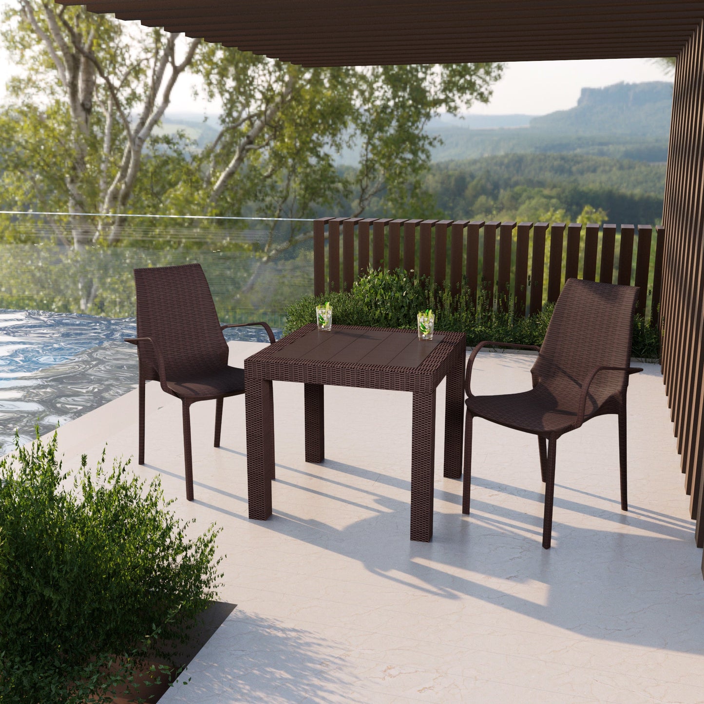 Anders Outdoor Patio Plastic Dining Arm Chair - Set of 2