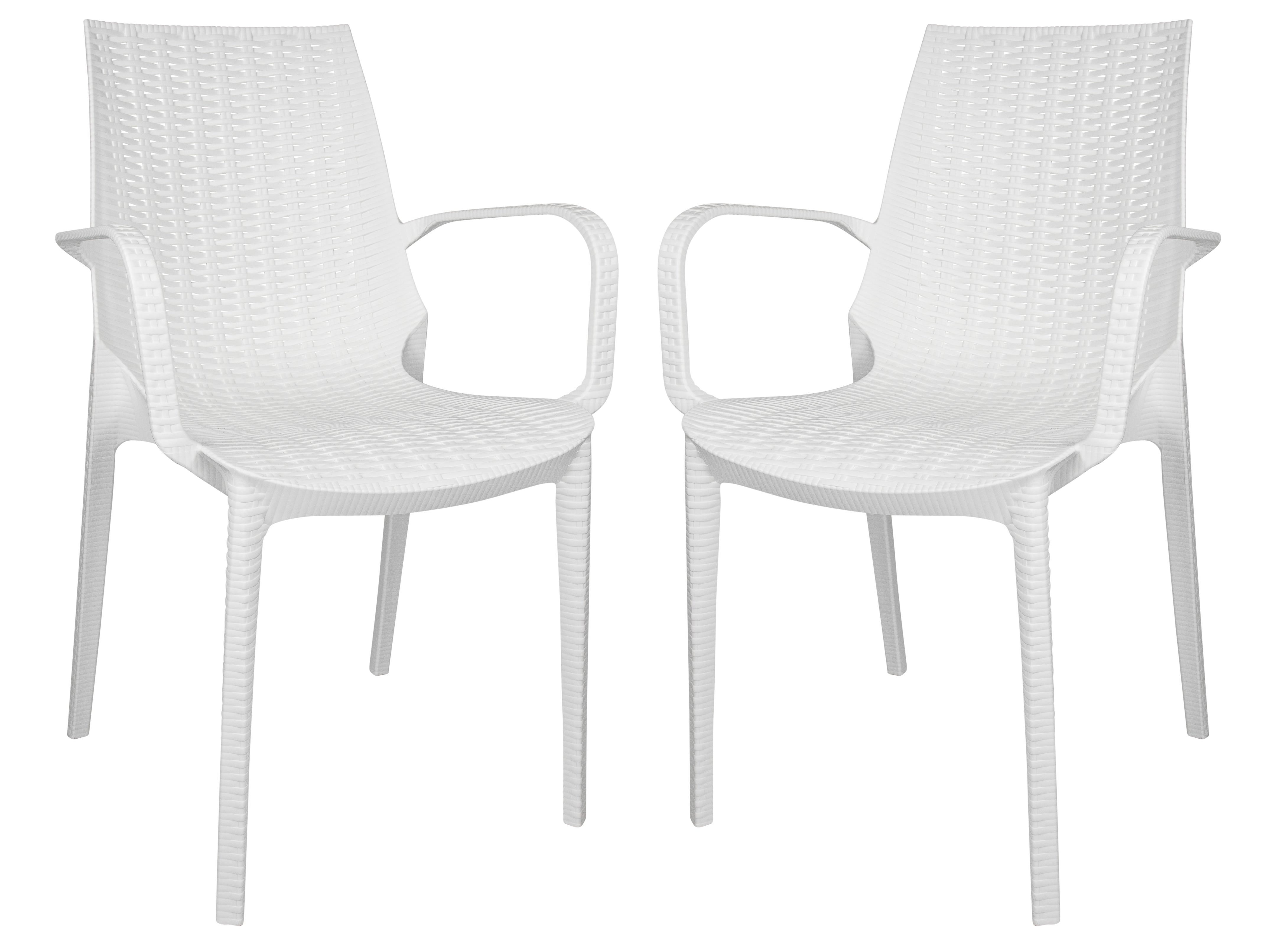 Anders Outdoor Patio Plastic Dining Arm Chair - Set of 2