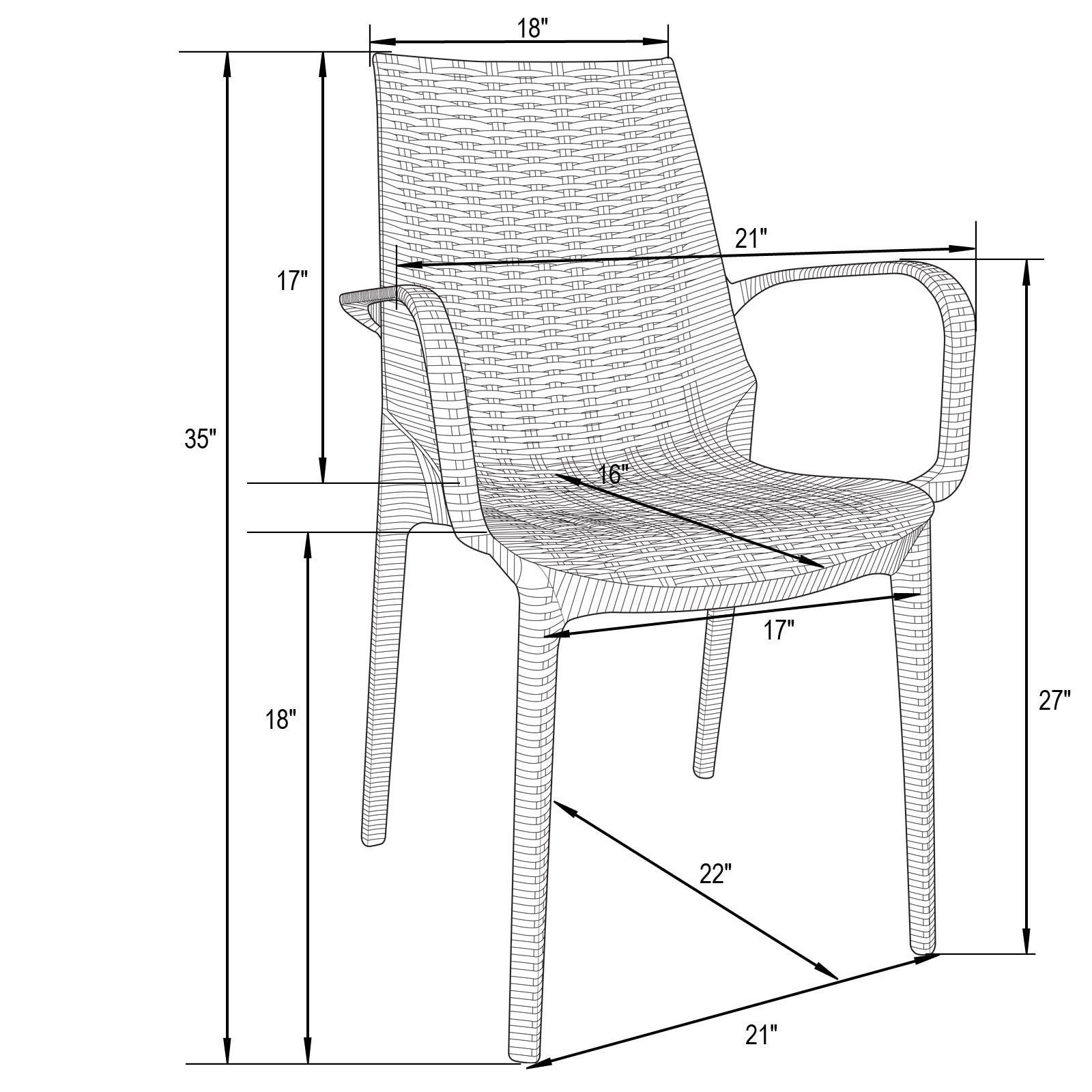 Anders Outdoor Patio Plastic Dining Arm Chair