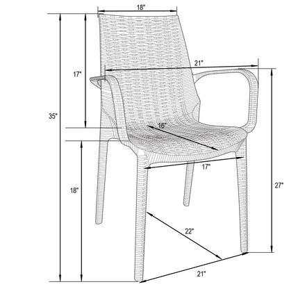 Anders Outdoor Patio Plastic Dining Arm Chair