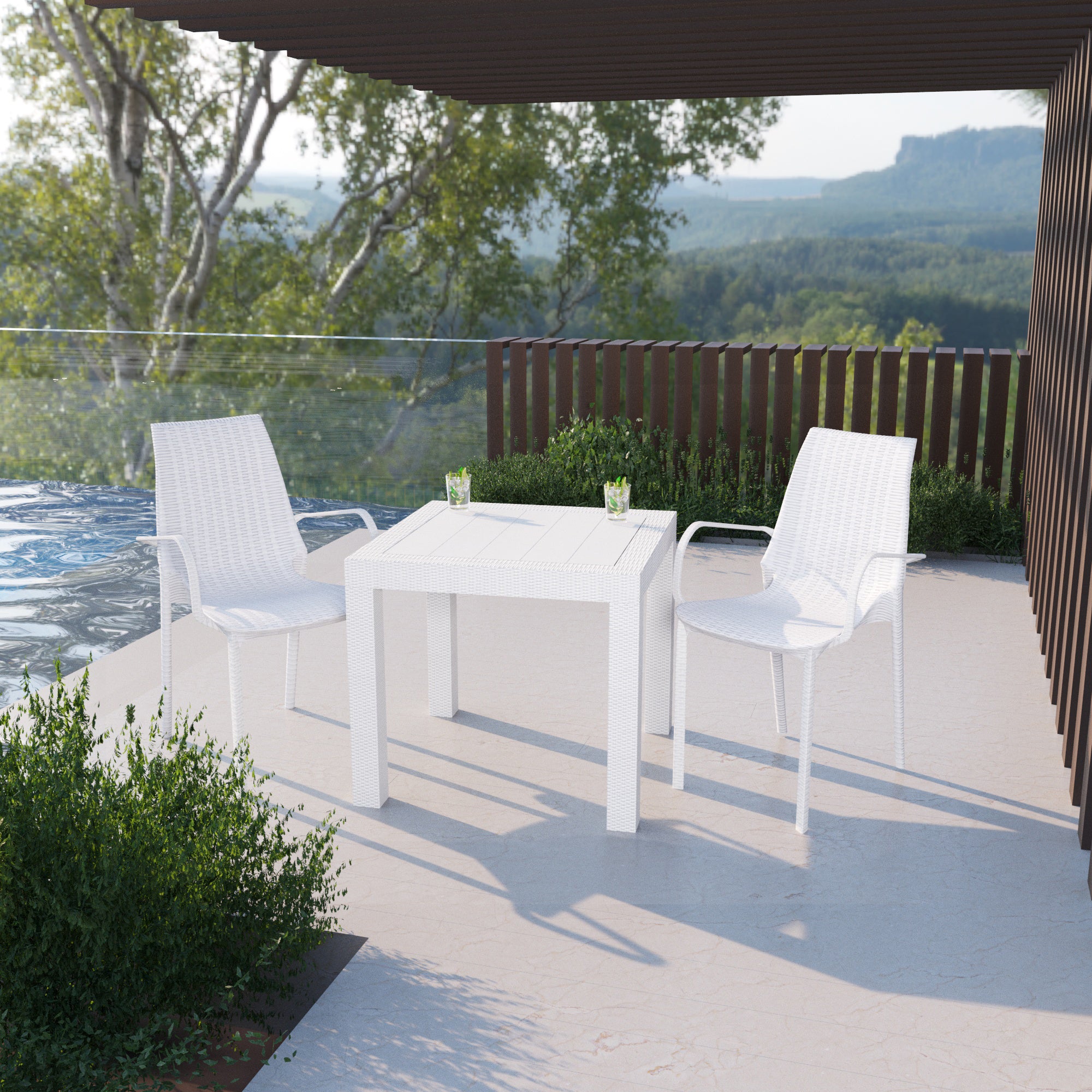 Anders Outdoor Patio Plastic Dining Arm Chair