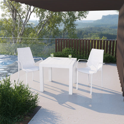 Anders Outdoor Patio Plastic Dining Arm Chair - Set of 4
