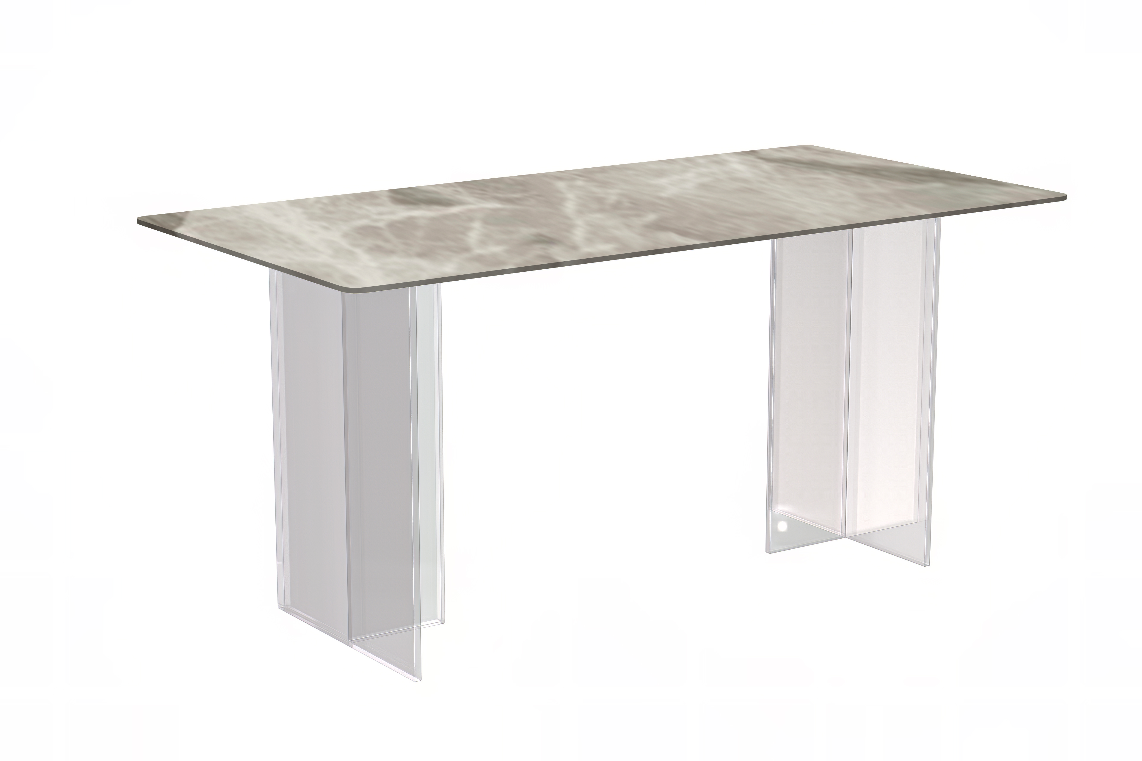 Kova Series Dining Table, Clear Base with 55" Deep Grey Sintered Stone Top