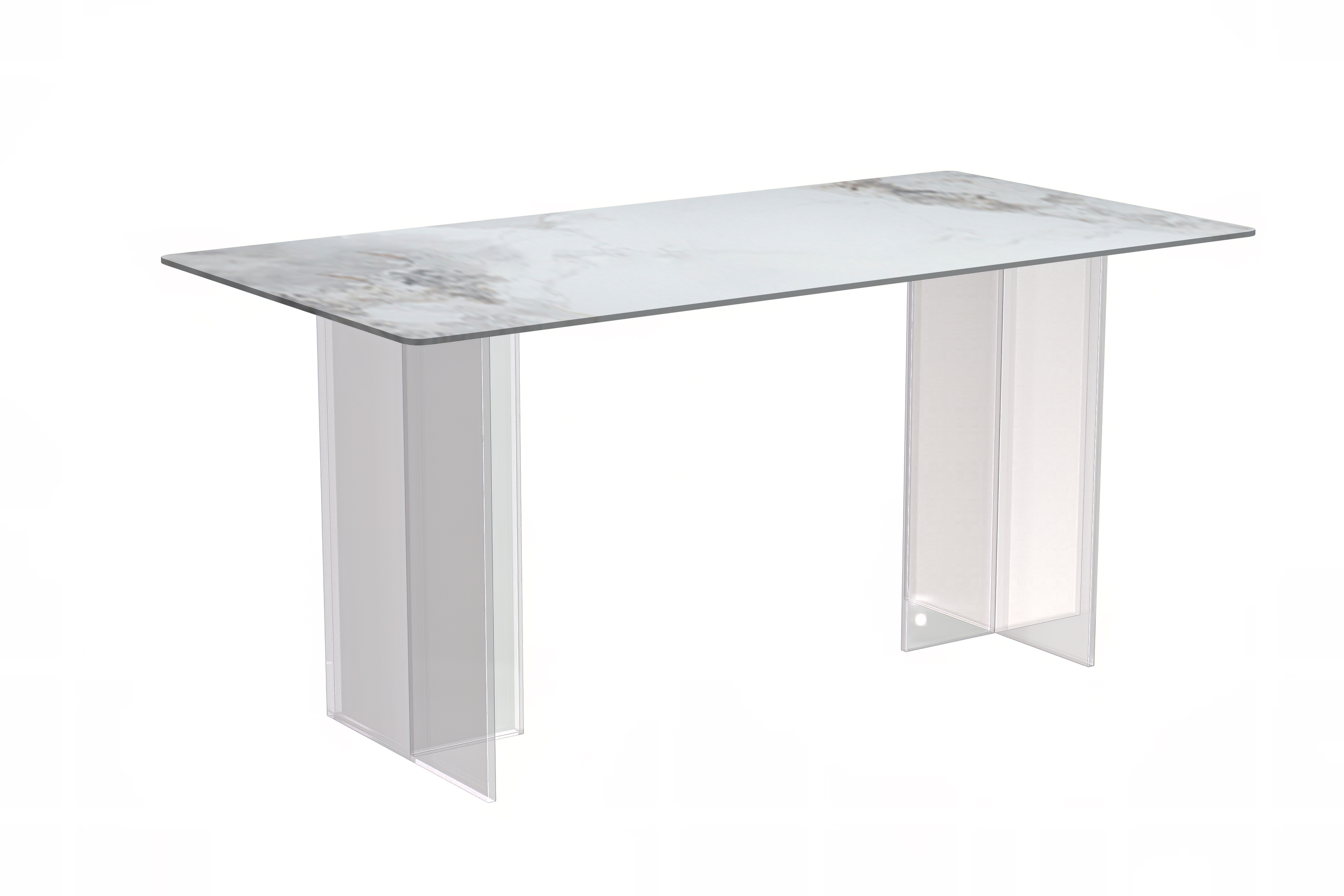 Kova Series Dining Table, Clear Base with 55" Black Glass Top