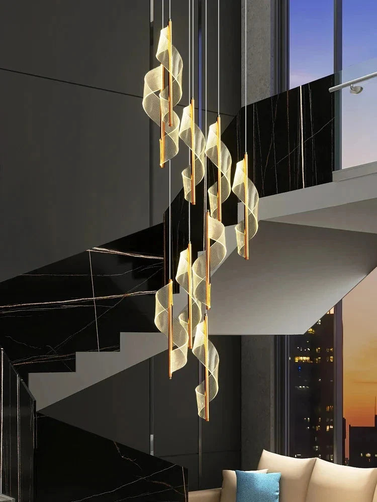 Kael Cascading Spiral Foyer Chandelier