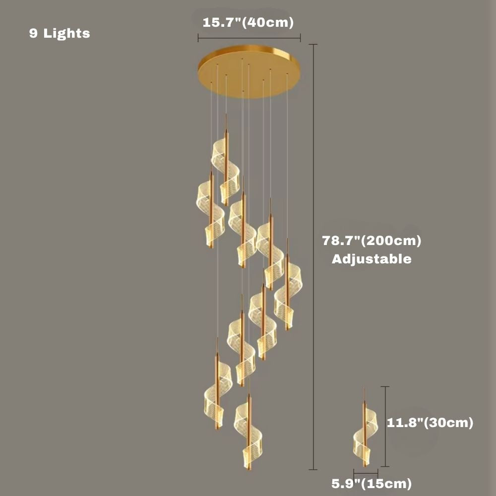 Kael Cascading Spiral Foyer Chandelier