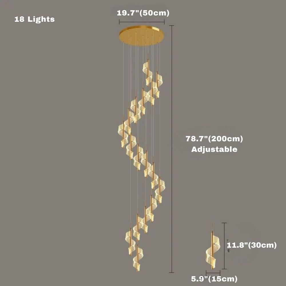 Kael Cascading Spiral Foyer Chandelier