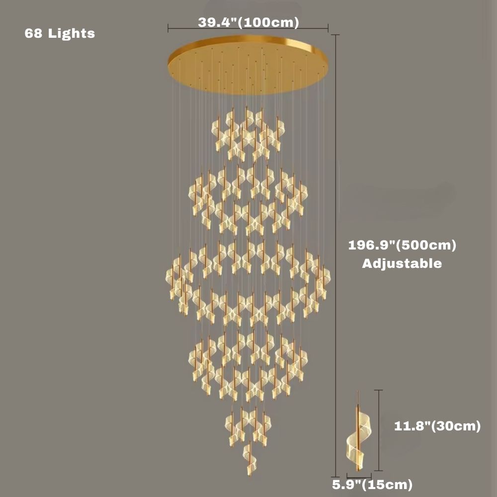 Kael Cascading Spiral Foyer Chandelier