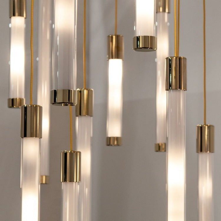 Kate Modern Gold Tube LED Staircase Chandelier
