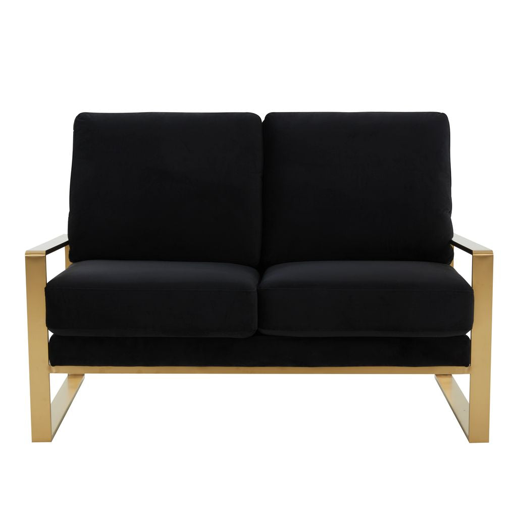 Emil Velvet Loveseat - Gold Frame