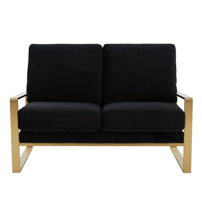 Emil Velvet Loveseat - Gold Frame