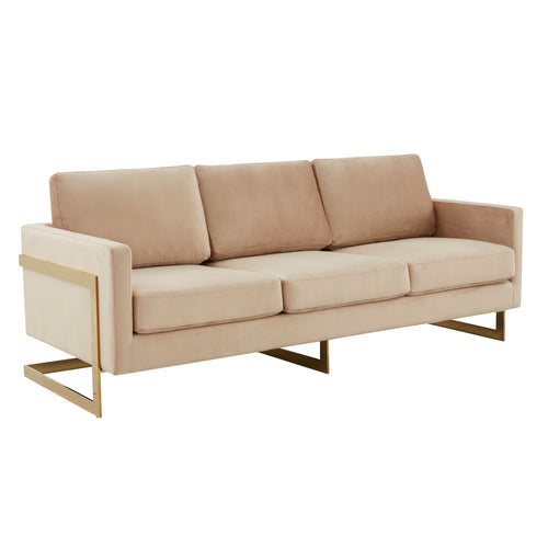 Elton Mid-Century Velvet Sofa - Gold Frame