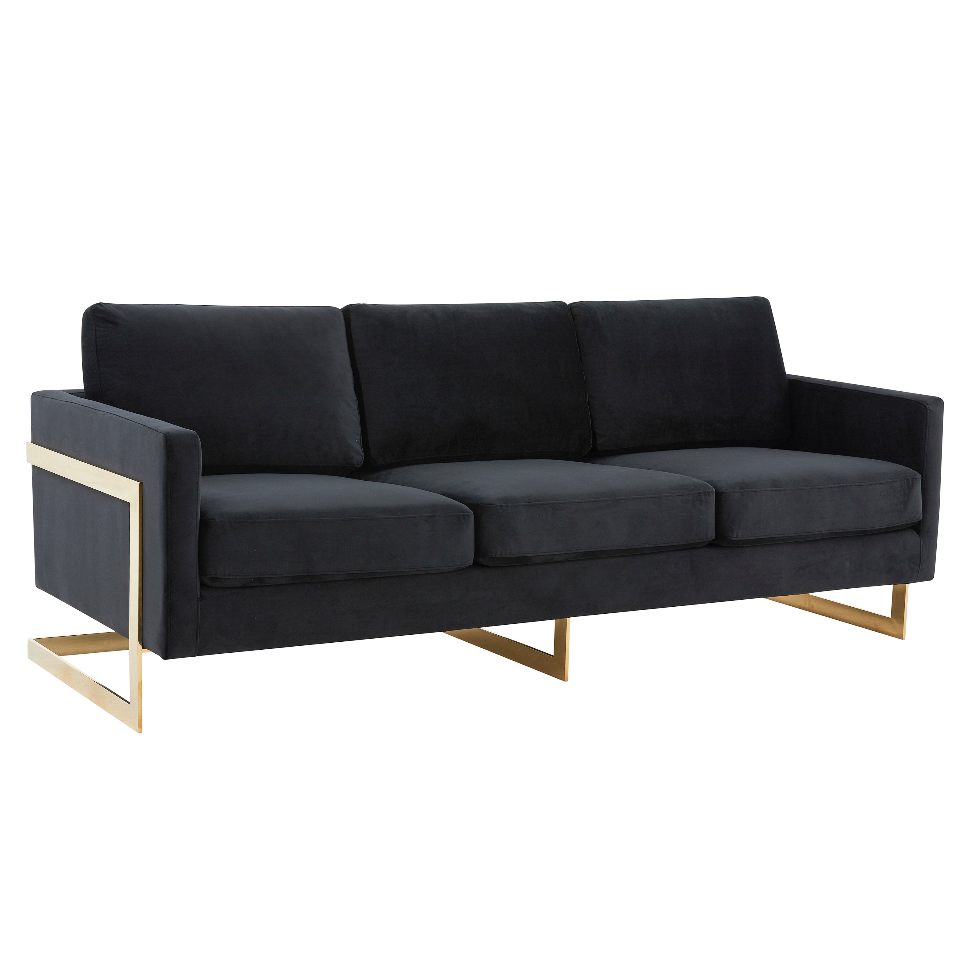 Elton Mid-Century Velvet Sofa - Gold Frame