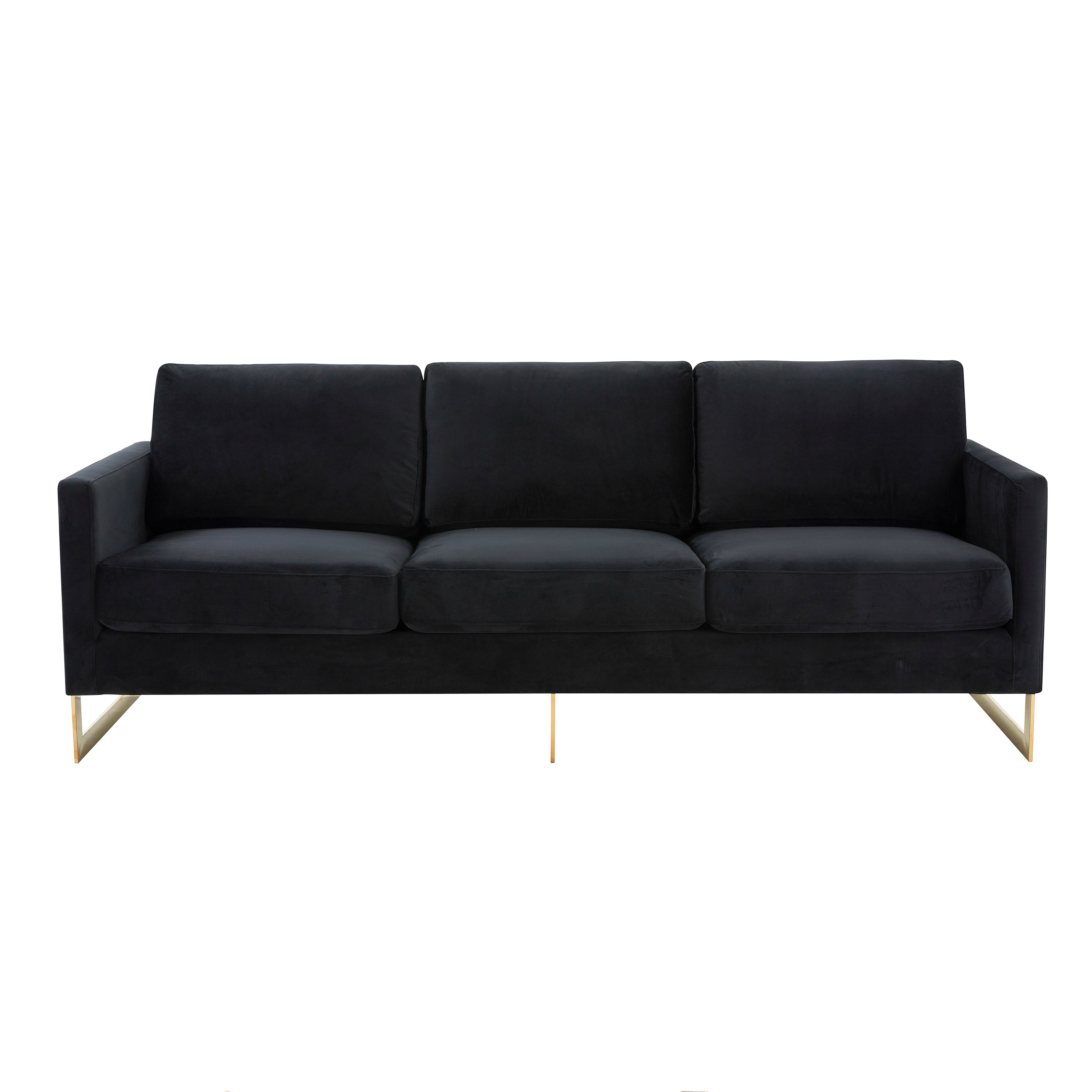 Elton Mid-Century Velvet Sofa - Gold Frame