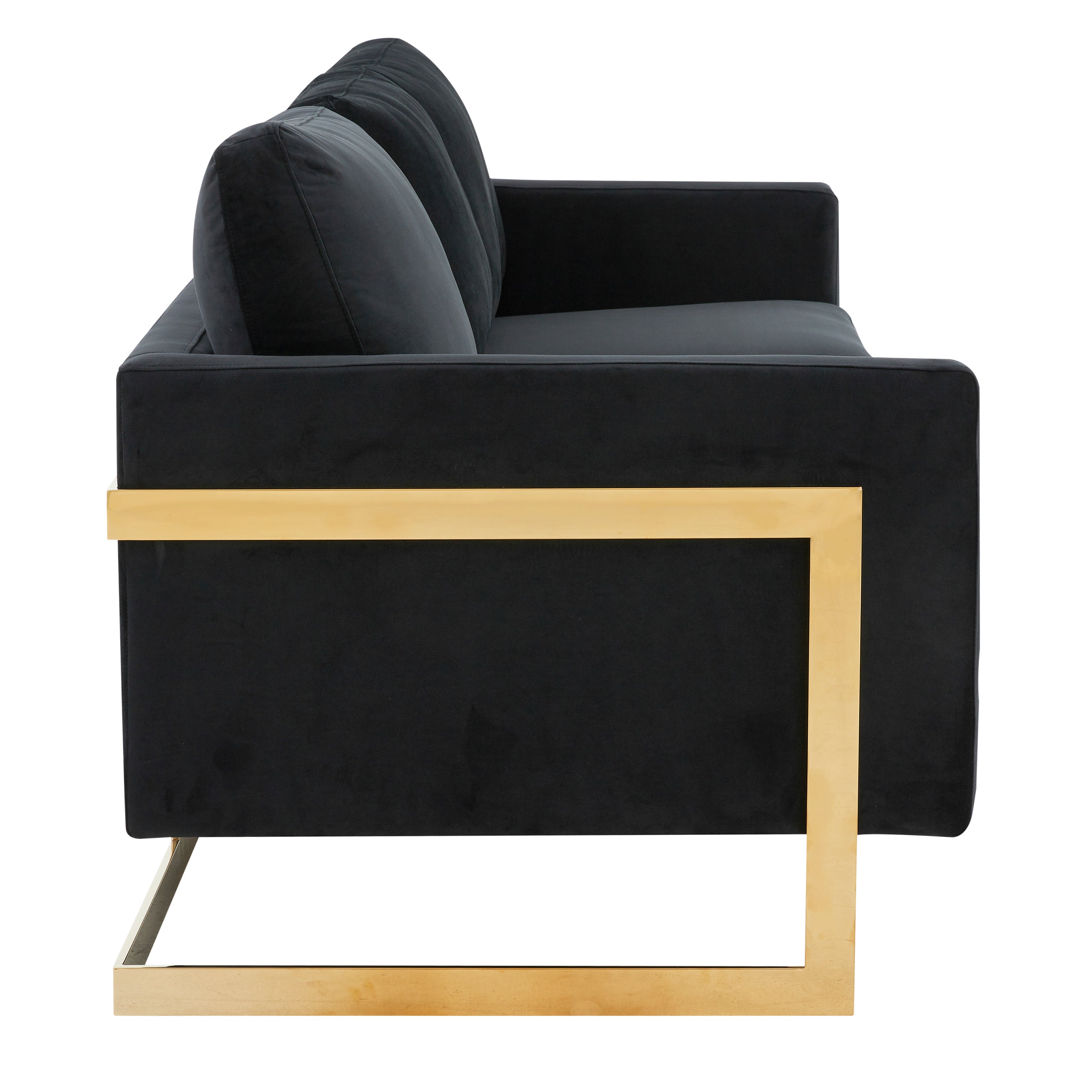 Elton Mid-Century Velvet Sofa - Gold Frame