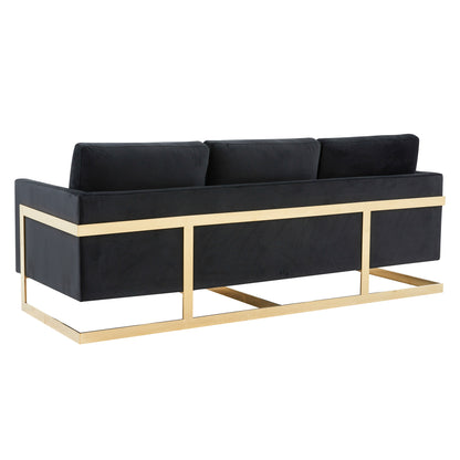 Elton Mid-Century Velvet Sofa - Gold Frame
