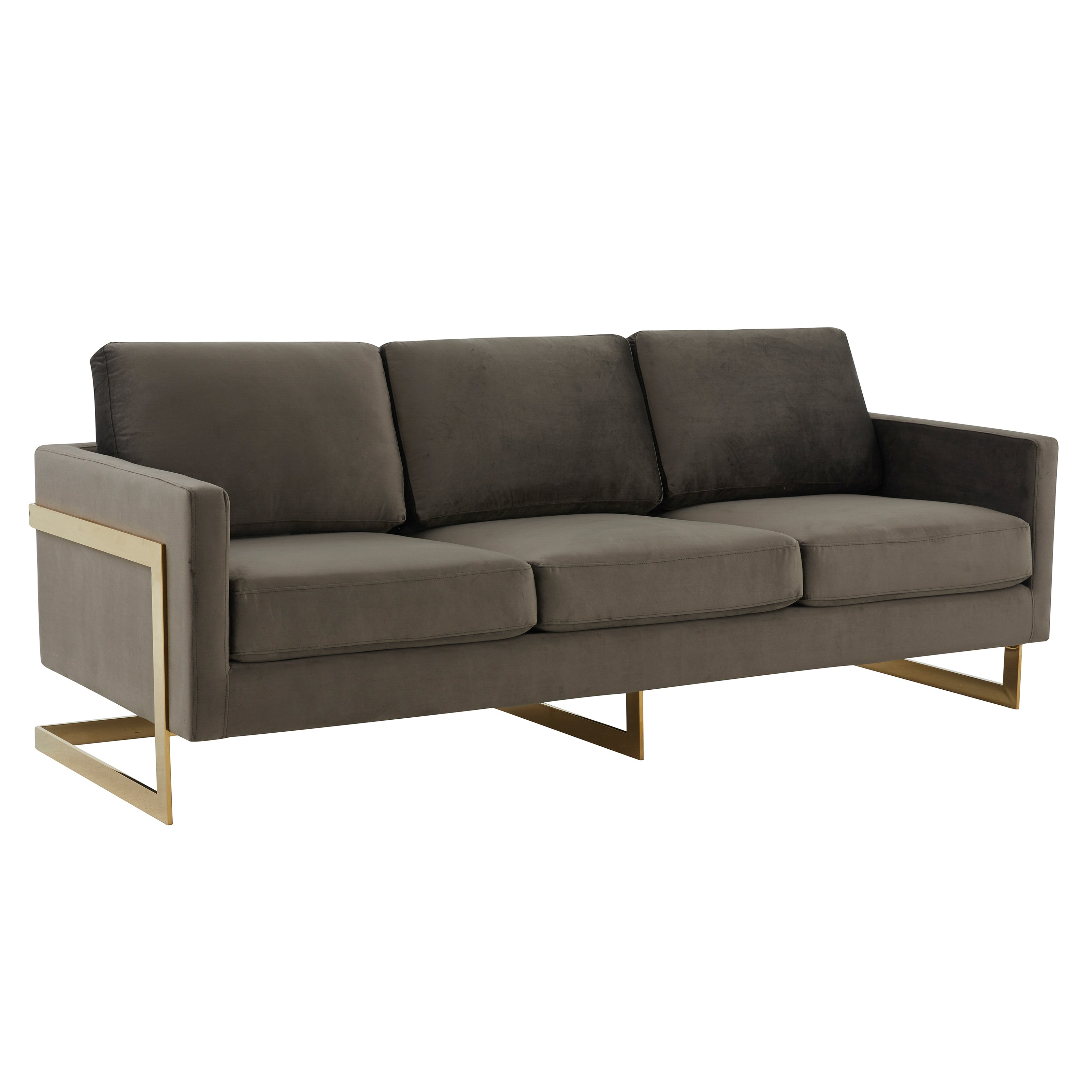 Elton Mid-Century Velvet Sofa - Gold Frame