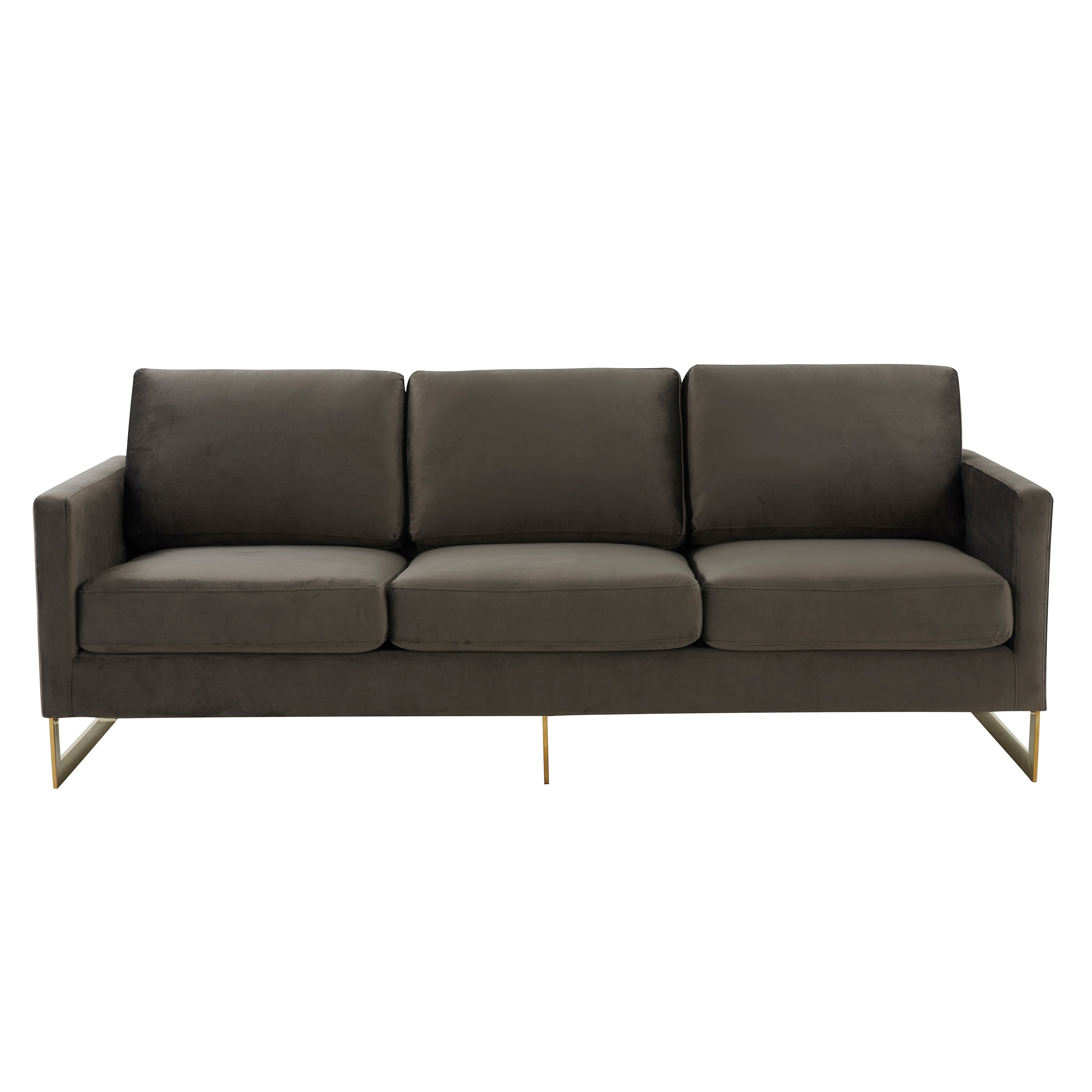 Elton Mid-Century Velvet Sofa - Gold Frame