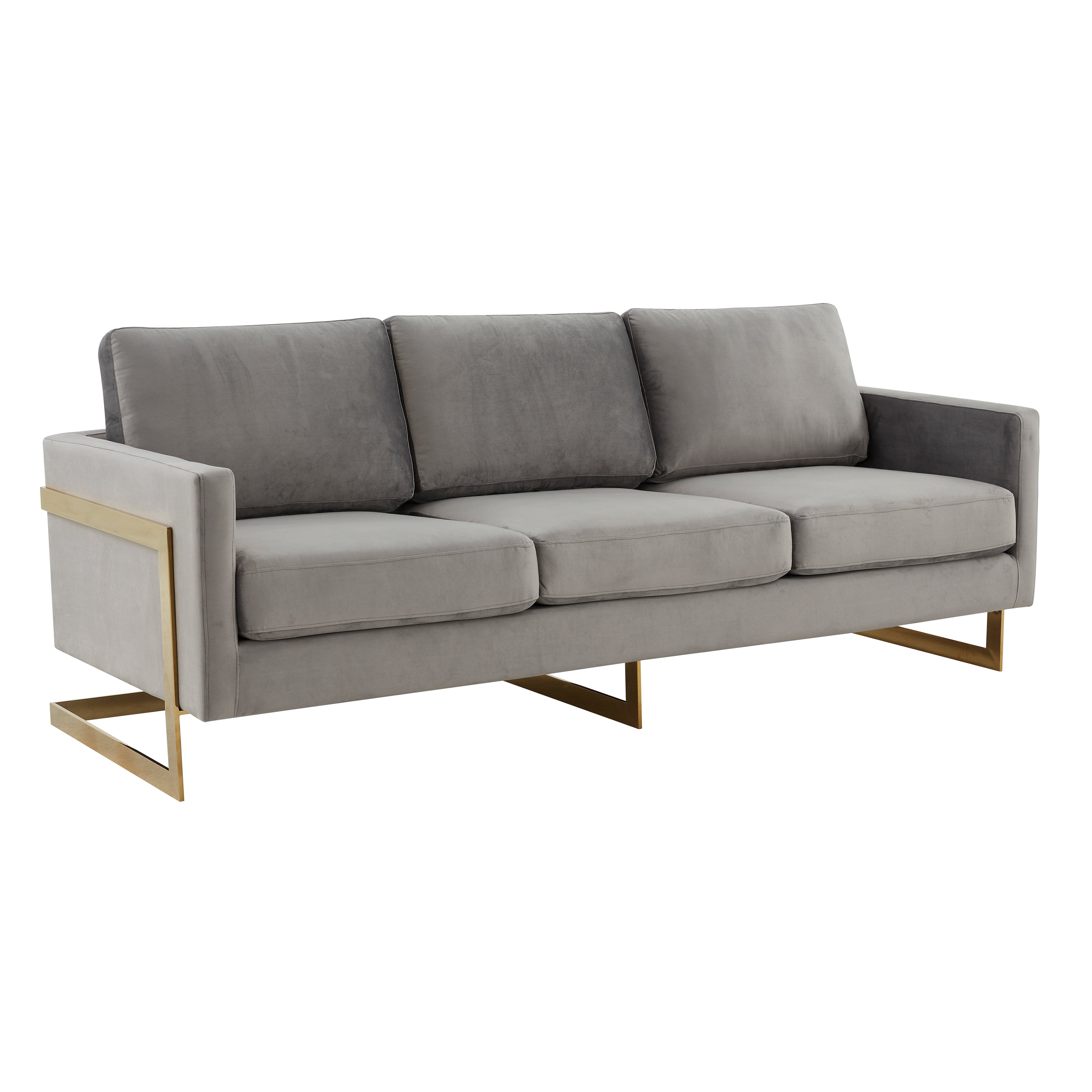 Elton Mid-Century Velvet Sofa - Gold Frame