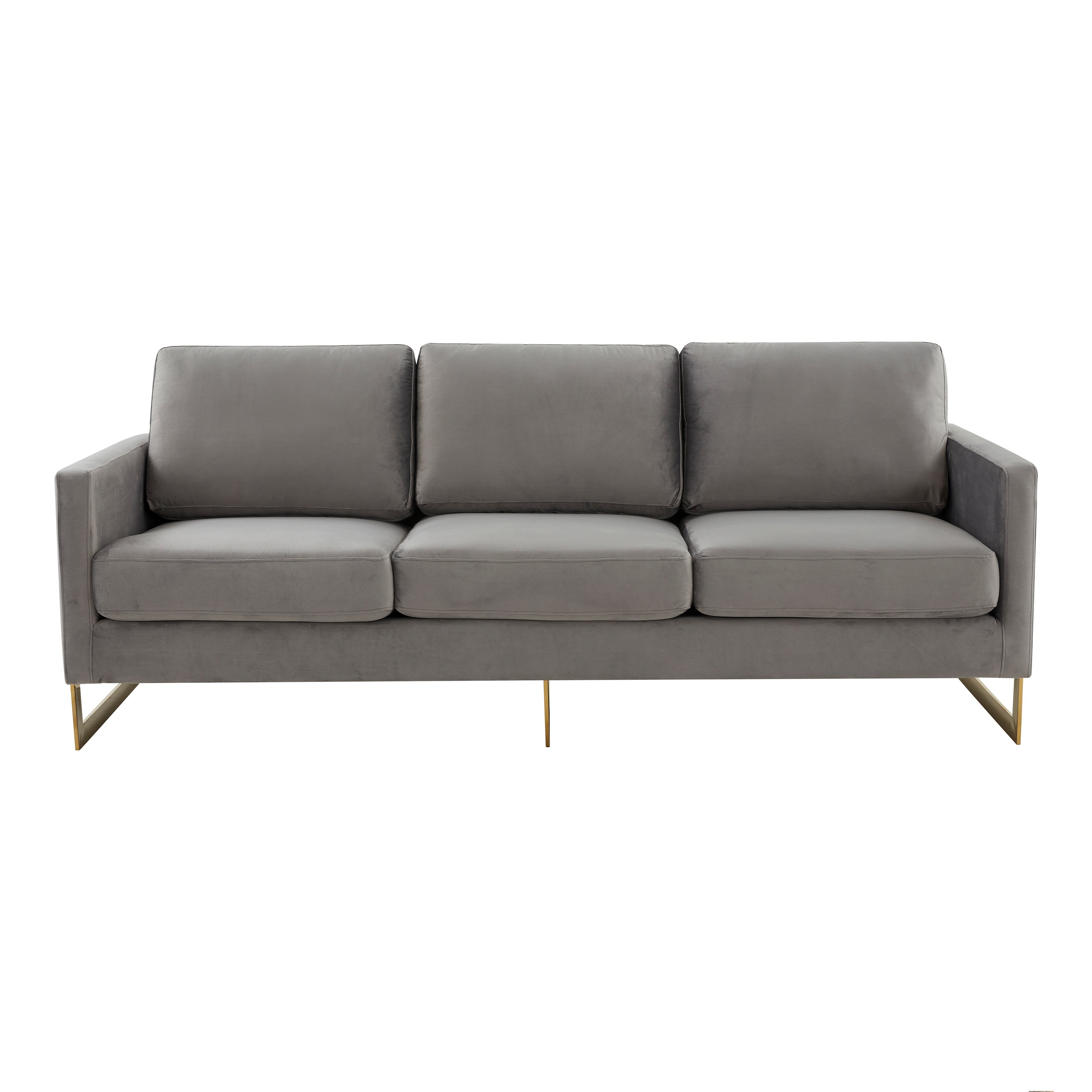 Elton Mid-Century Velvet Sofa - Gold Frame