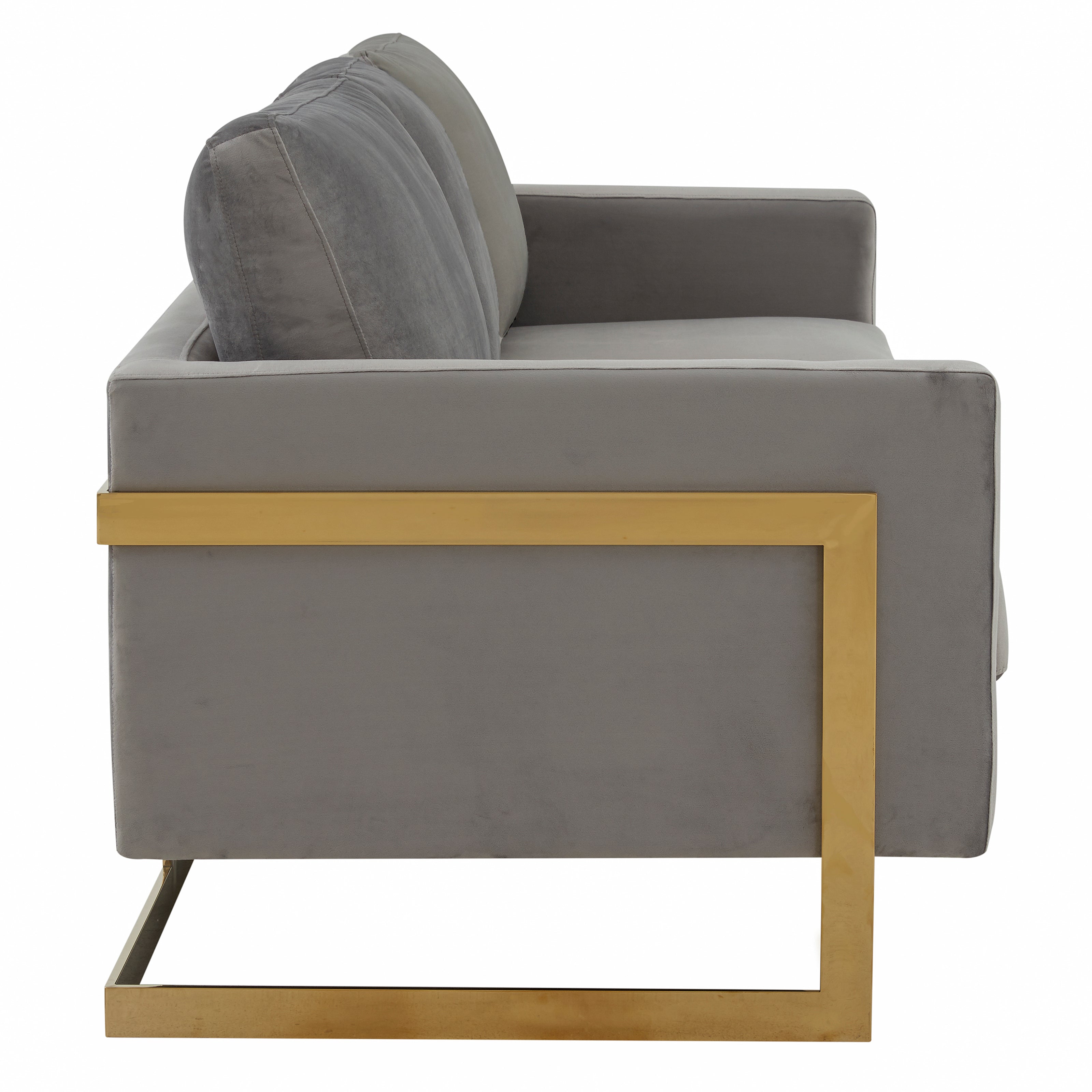 Elton Mid-Century Velvet Sofa - Gold Frame