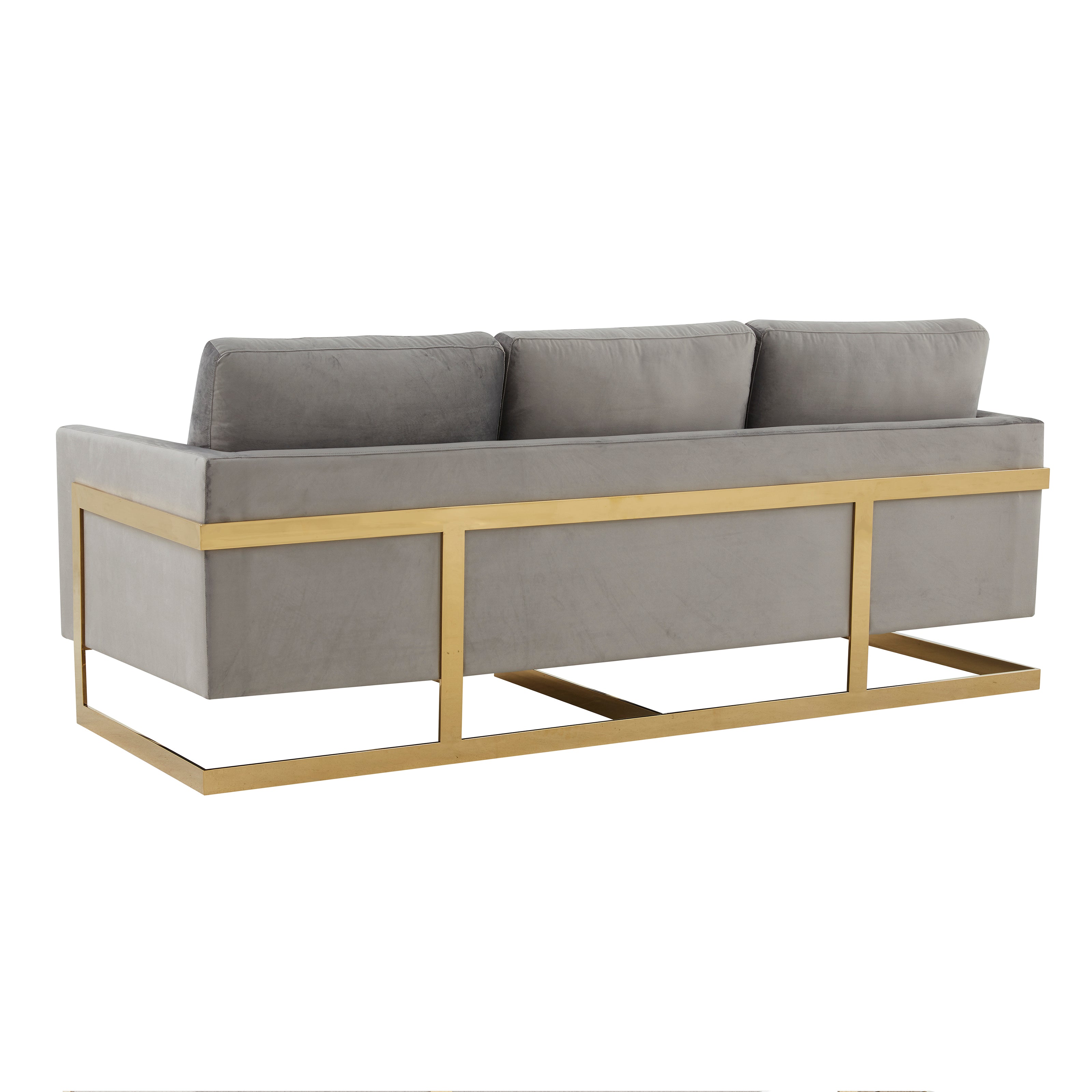 Elton Mid-Century Velvet Sofa - Gold Frame