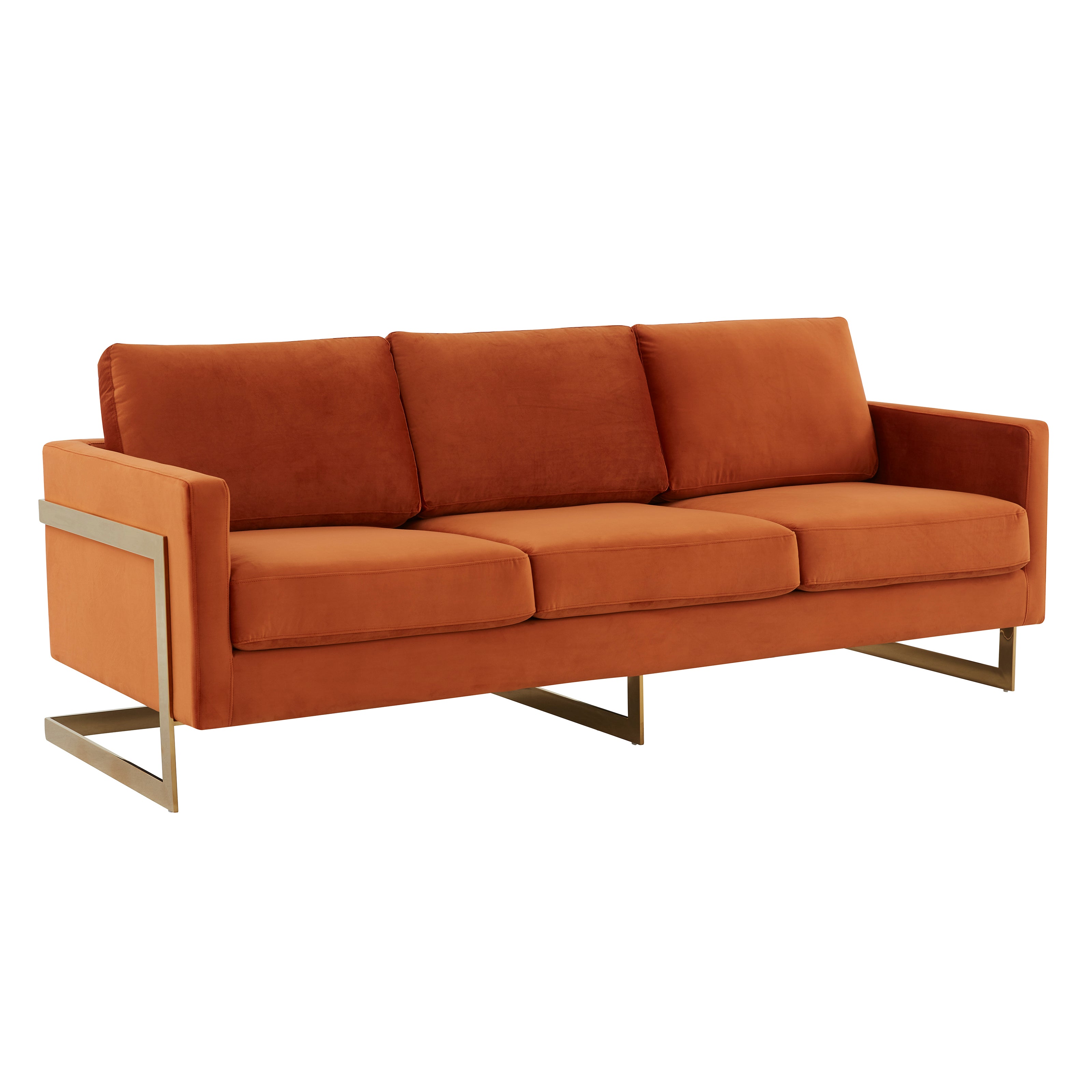 Elton Mid-Century Velvet Sofa - Gold Frame