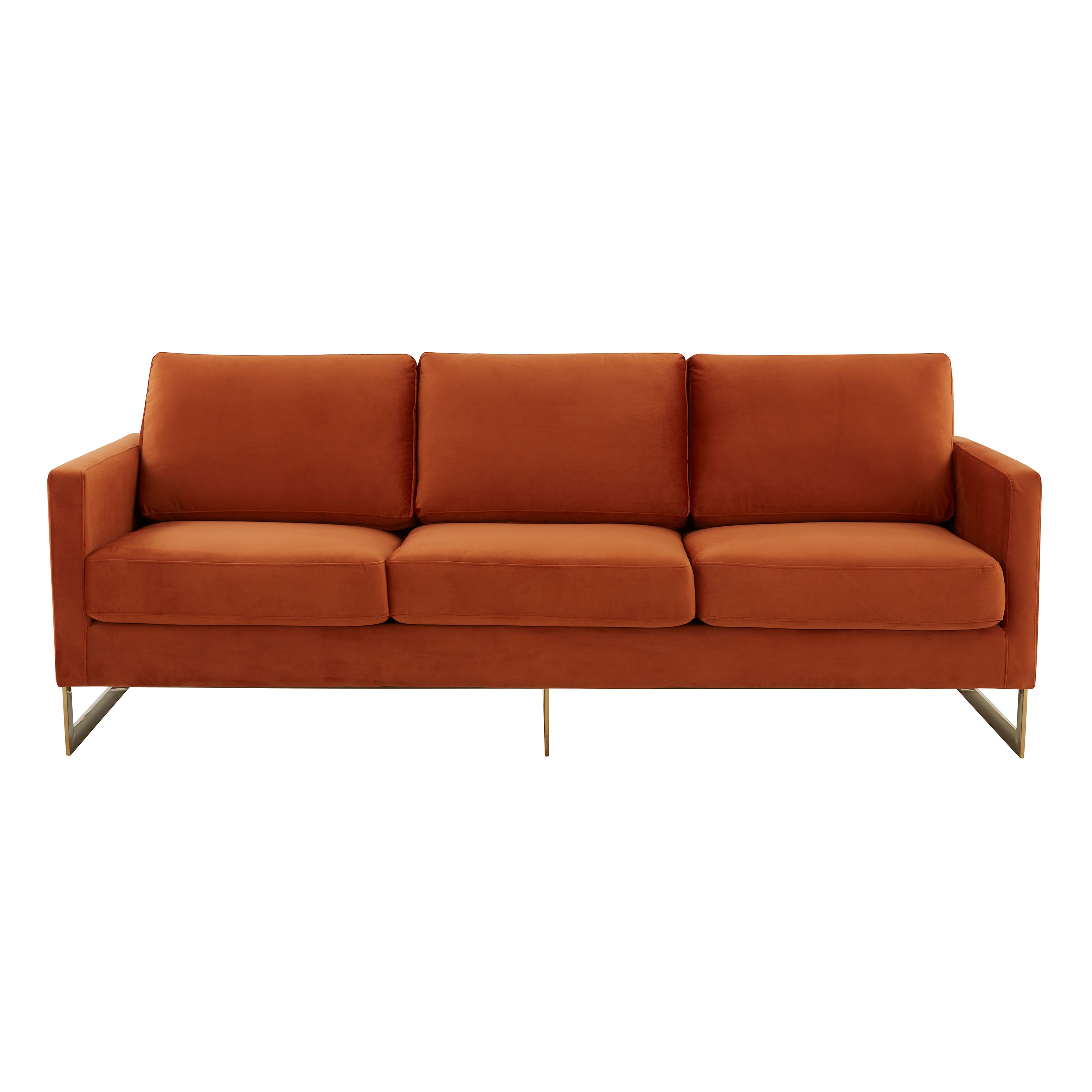 Elton Mid-Century Velvet Sofa - Gold Frame