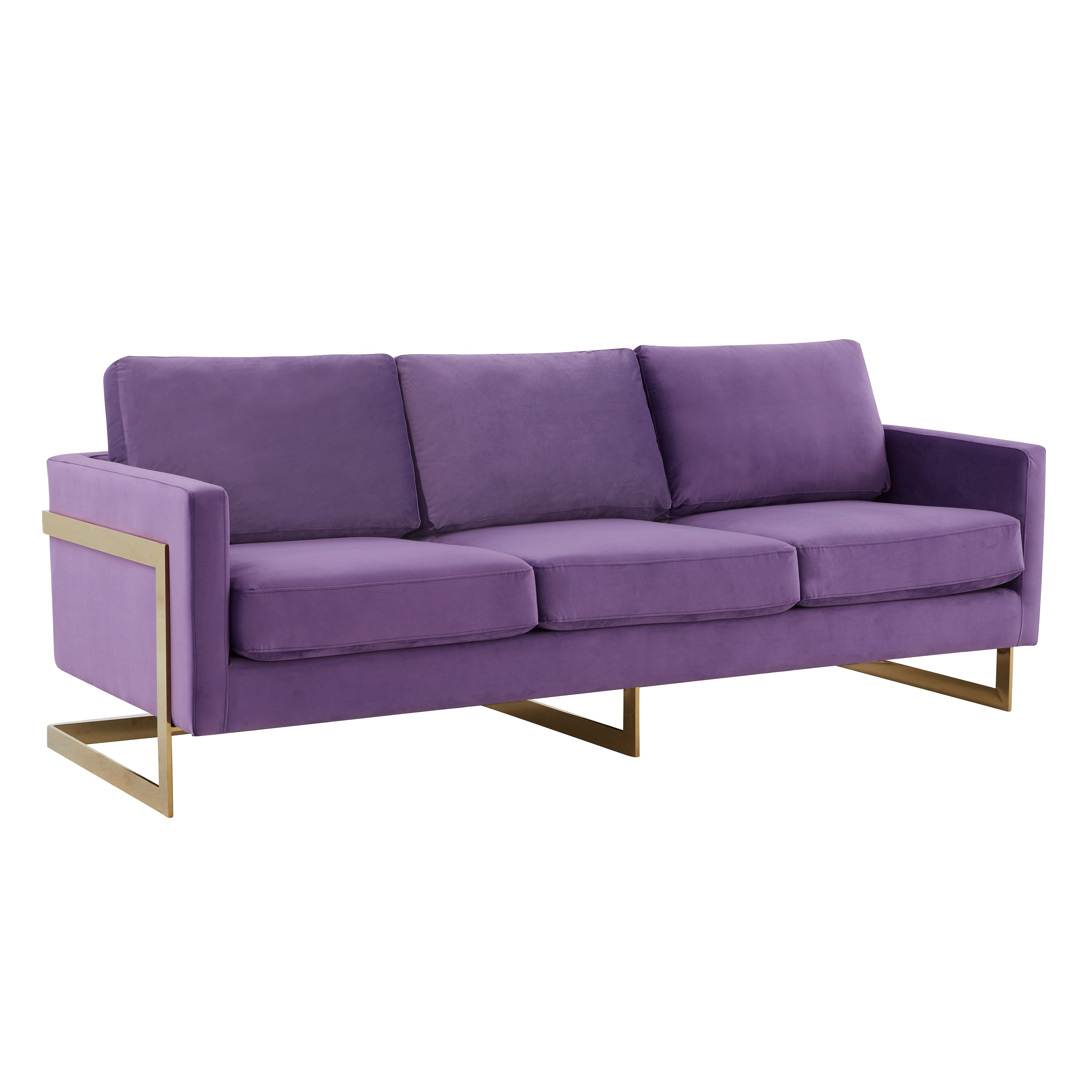 Elton Mid-Century Velvet Sofa - Gold Frame