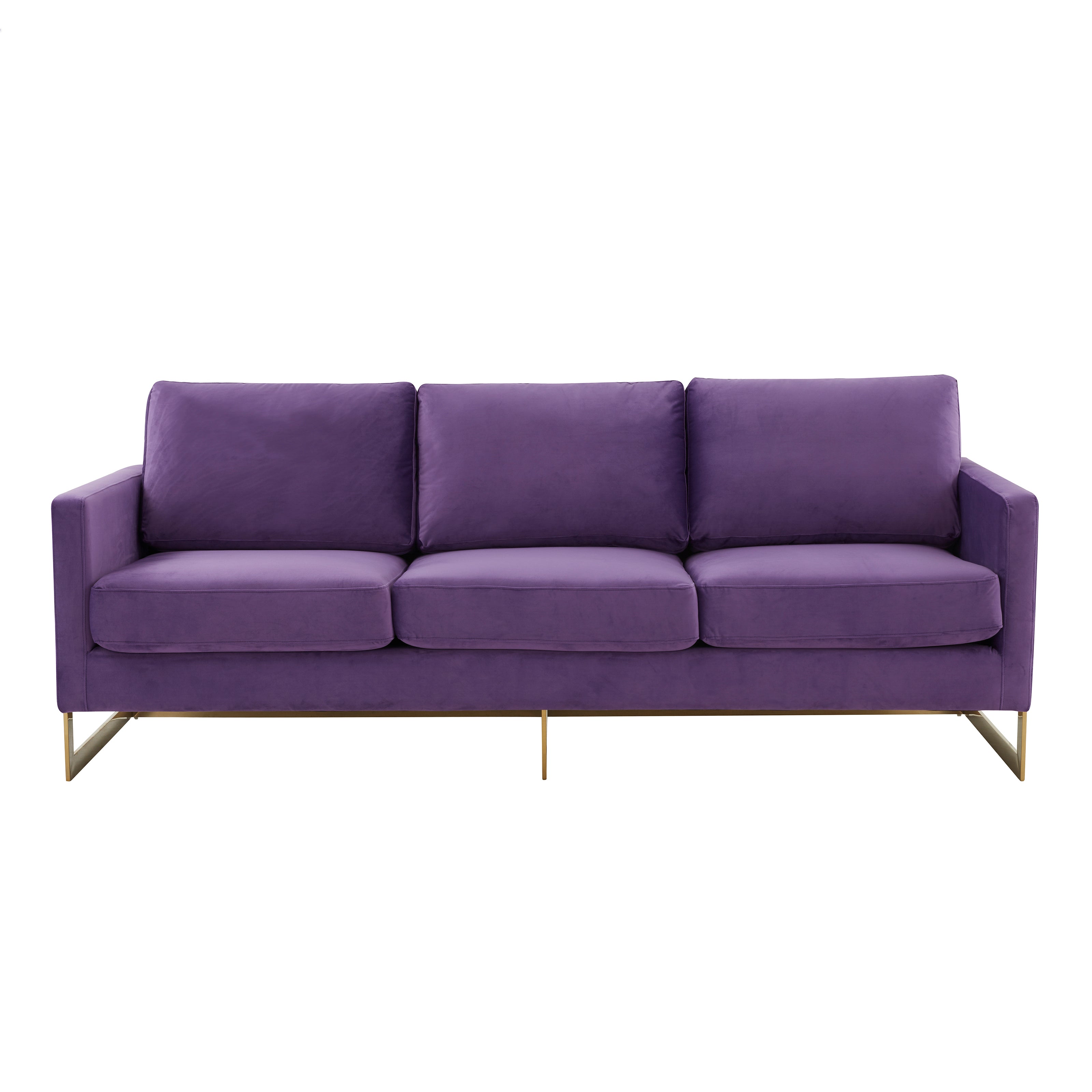 Elton Mid-Century Velvet Sofa - Gold Frame