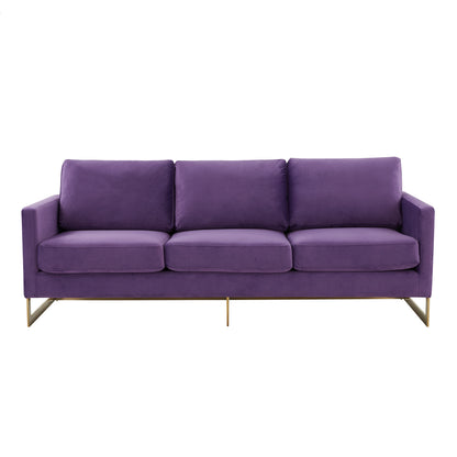Elton Mid-Century Velvet Sofa - Gold Frame