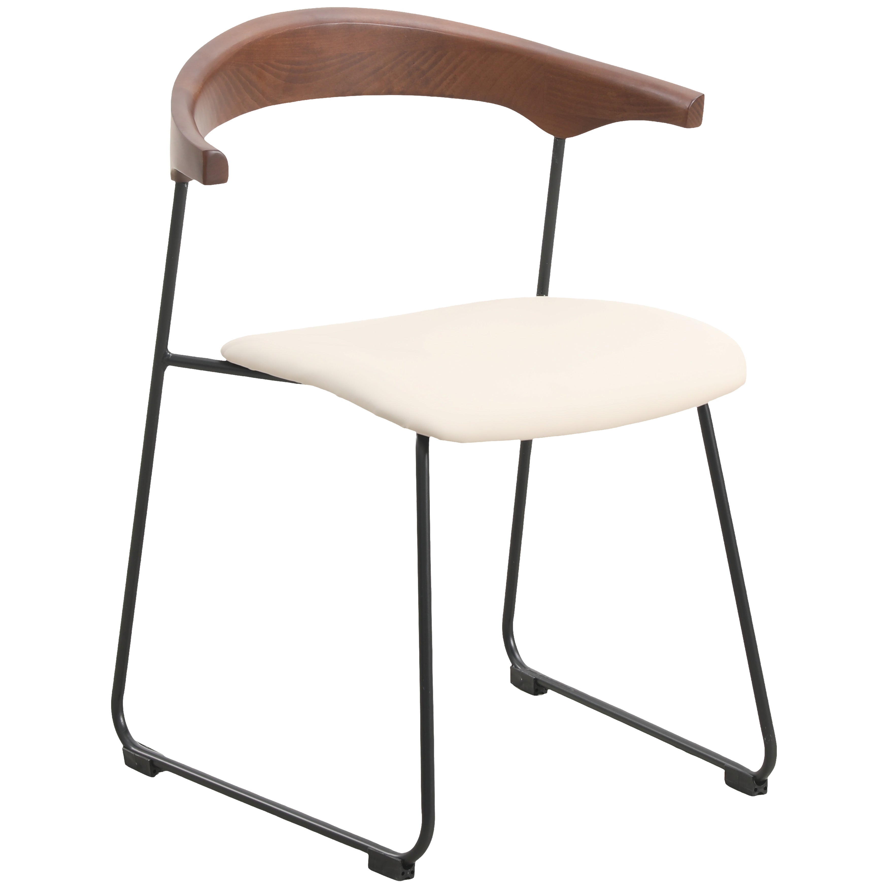 Lyra Collection Modern Chair in Walnut Color back and Taupe Seat