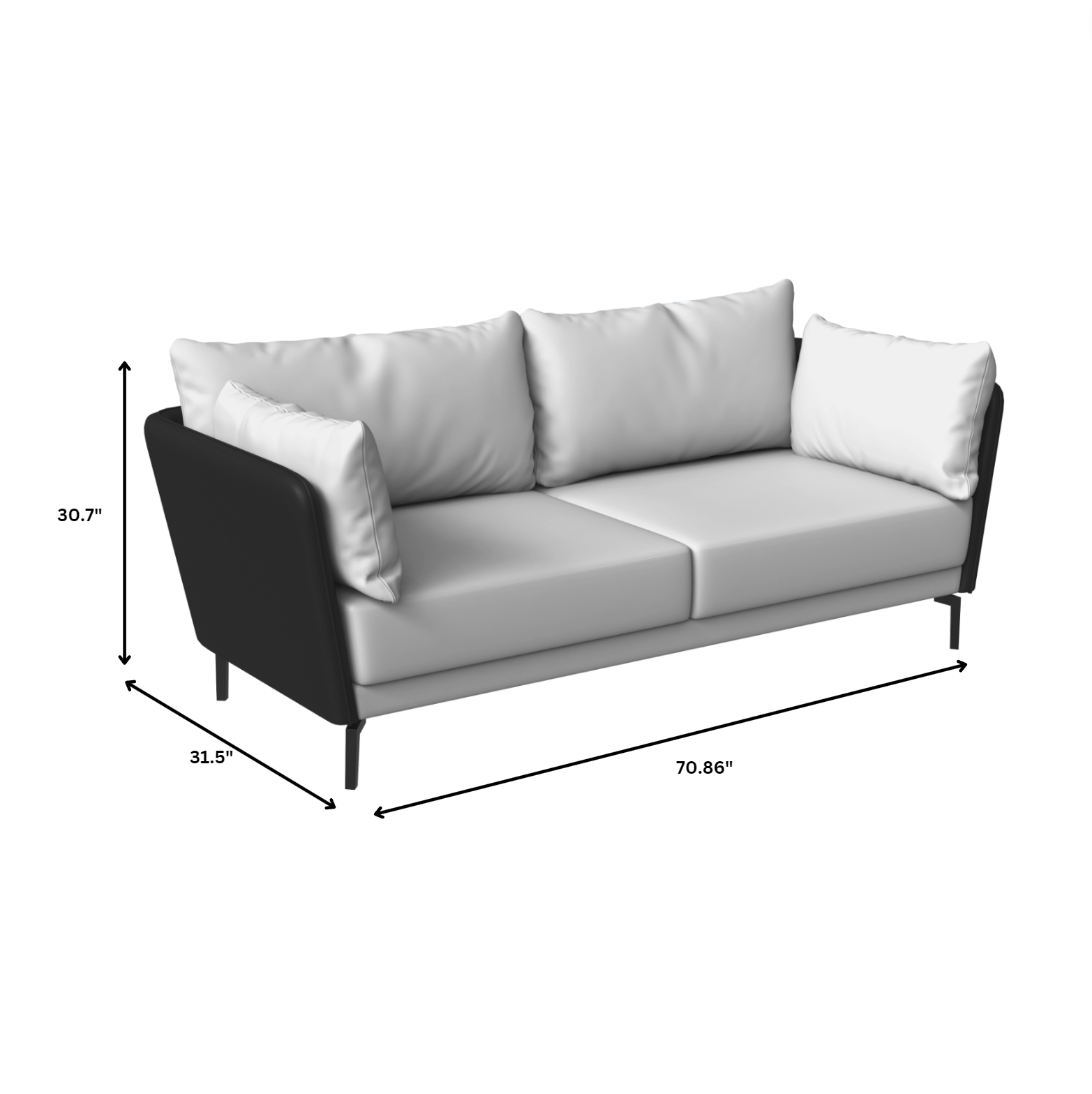 Luxify Collection Three Seater Sofa in Black/Grey