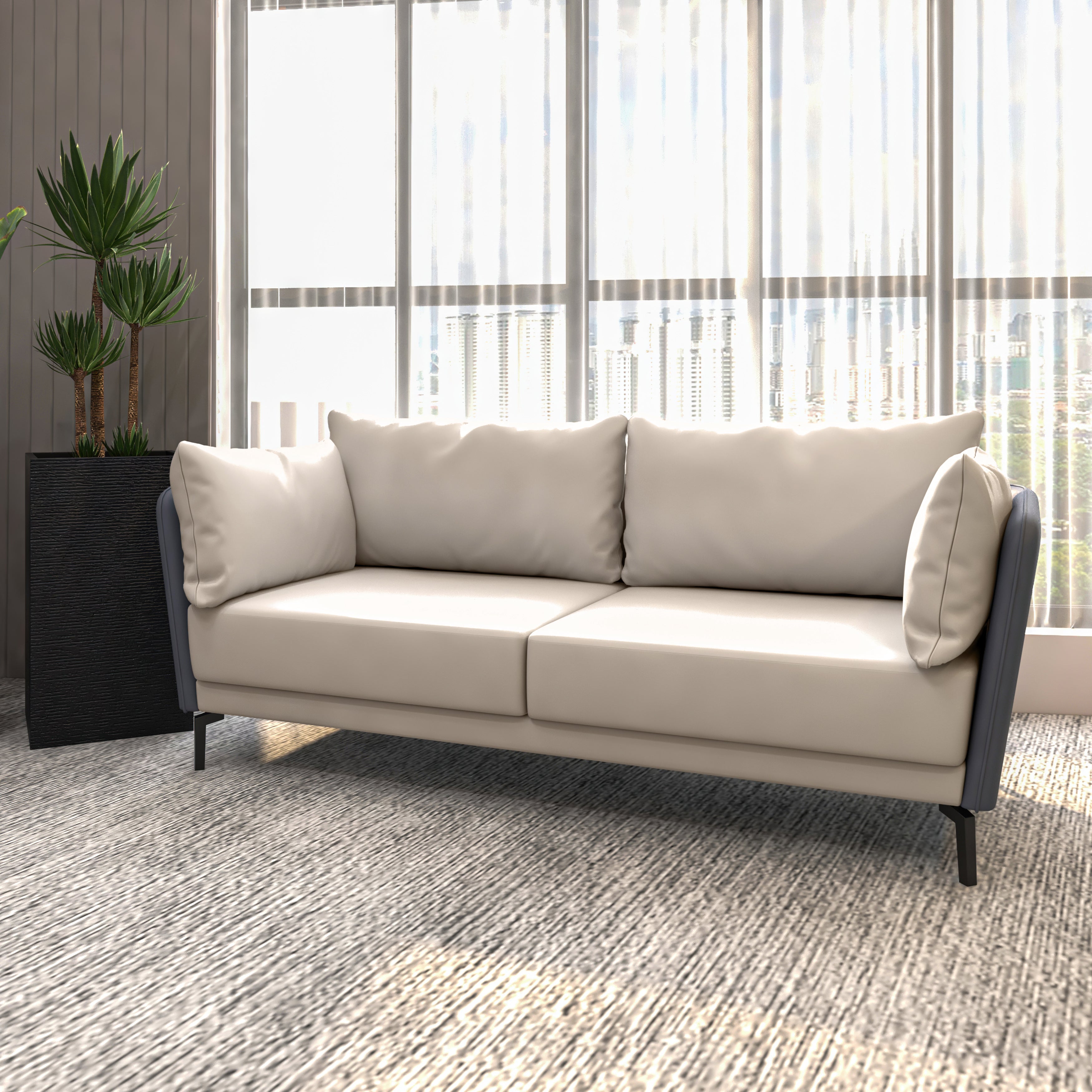 Luxify Collection Three Seater Sofa in Black/Grey