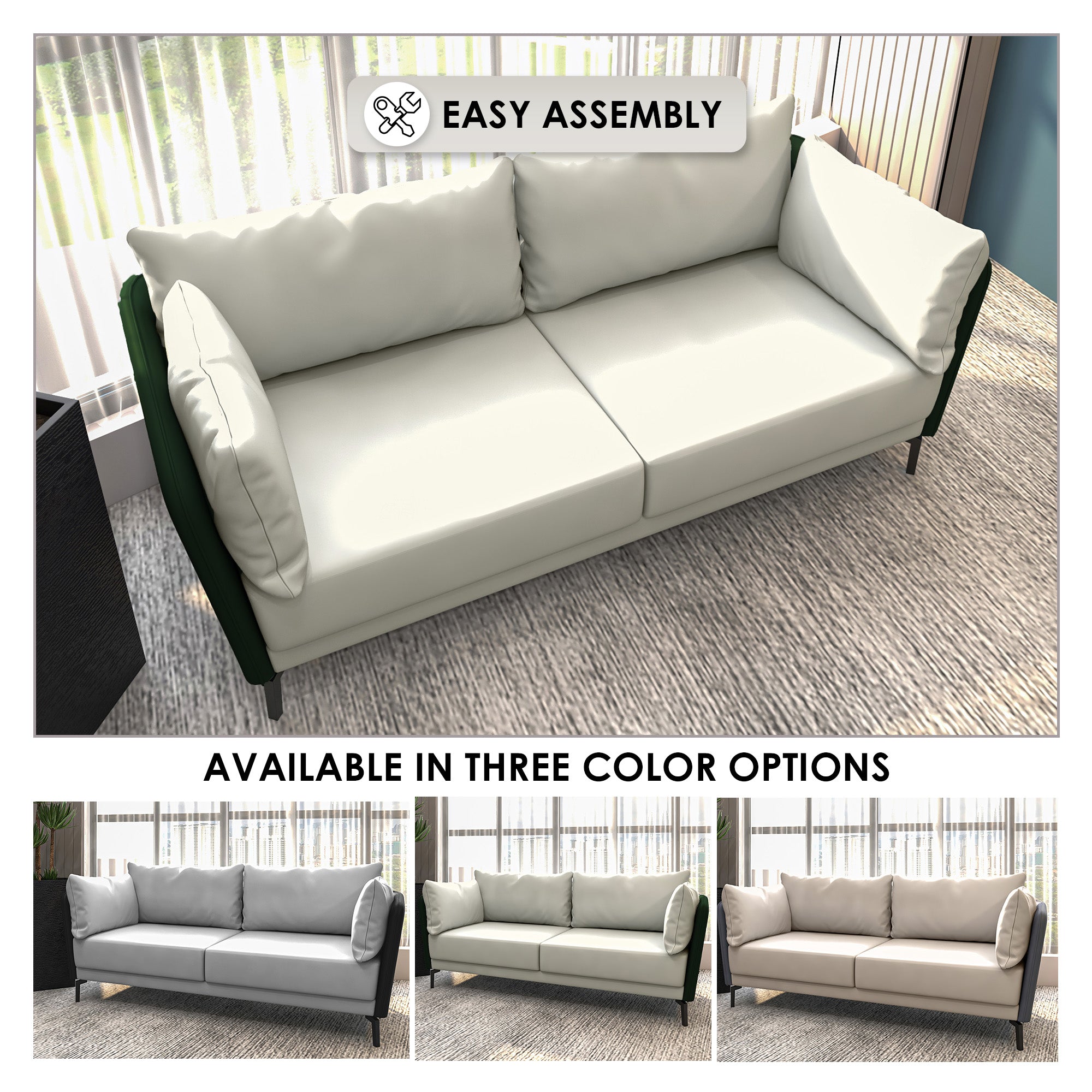 Luxify Collection Three Seater Sofa in Green