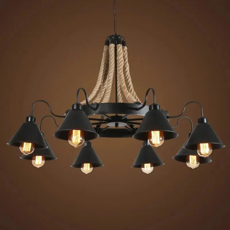 Laura 8 Heads Black Industrial Chandelier