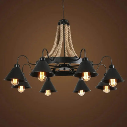 Laura 8 Heads Black Industrial Chandelier