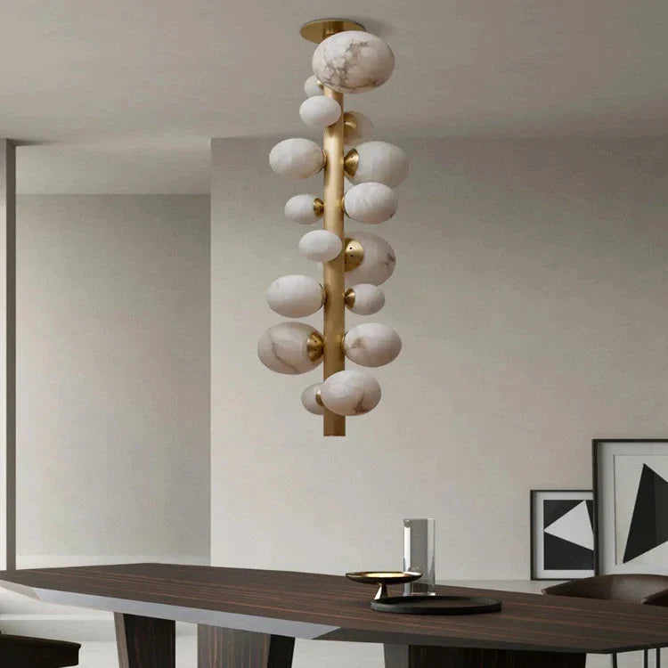Leila Modern Marble Ball Vertical Liner Chandelier